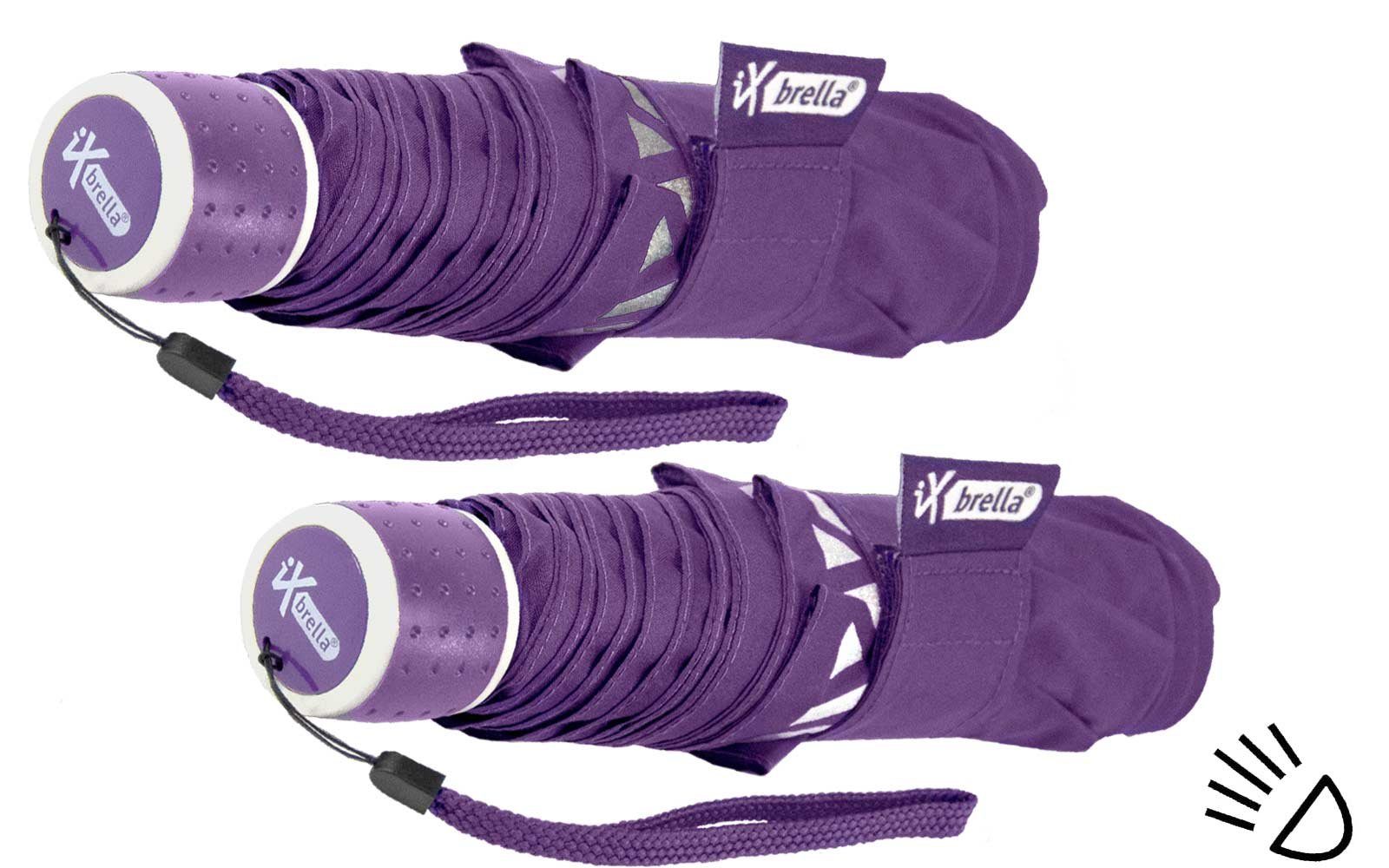 iX-brella Taschenregenschirm Mini Kinderschirm Safety extra reflektierend berry Reflex leicht