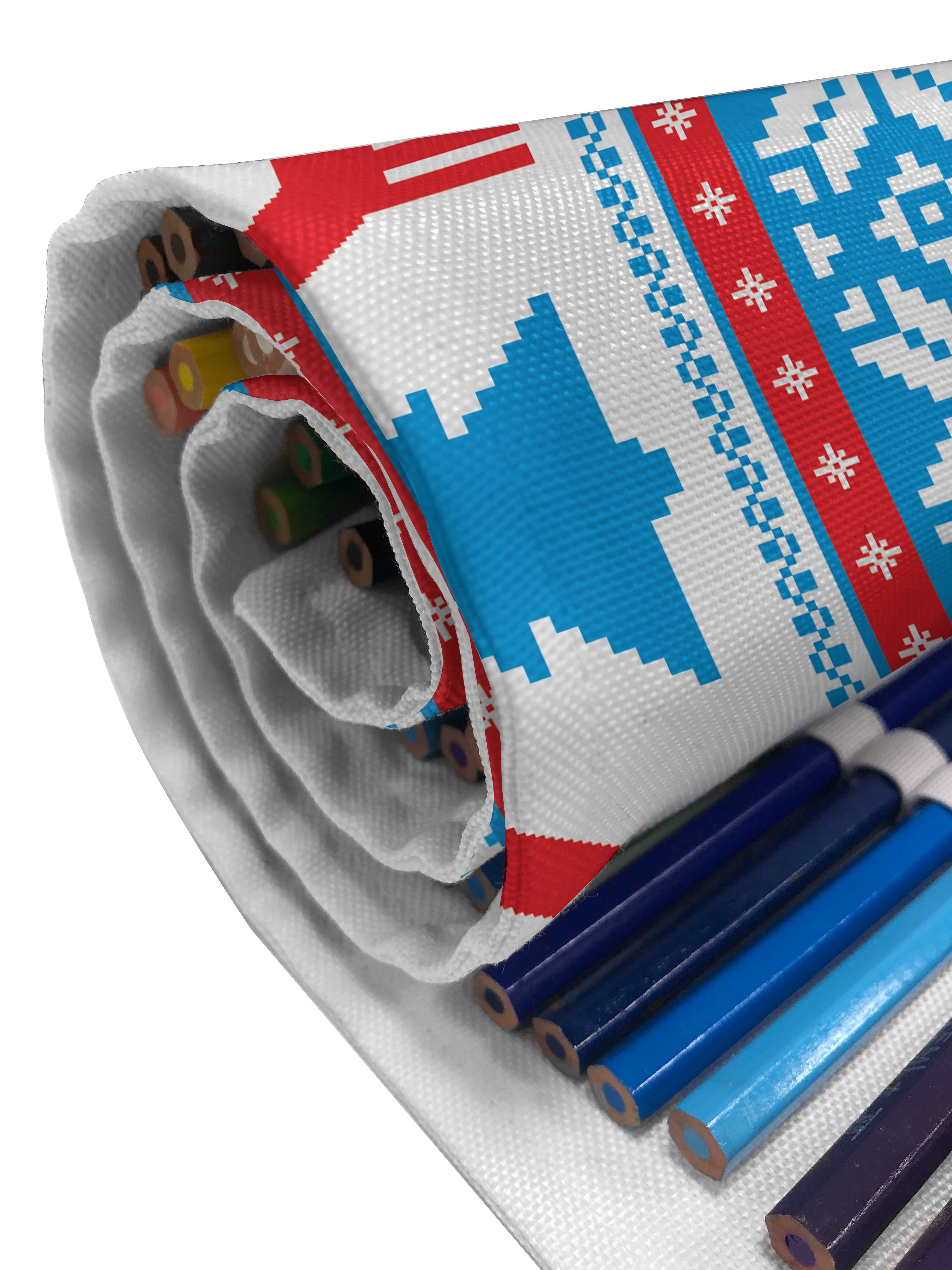 Abakuhaus Federmäppchen und Knit langlebig Blau Weihnachten Rot Art-Kunst Segeltuch Folk Organizer, Stiftablage tragbar