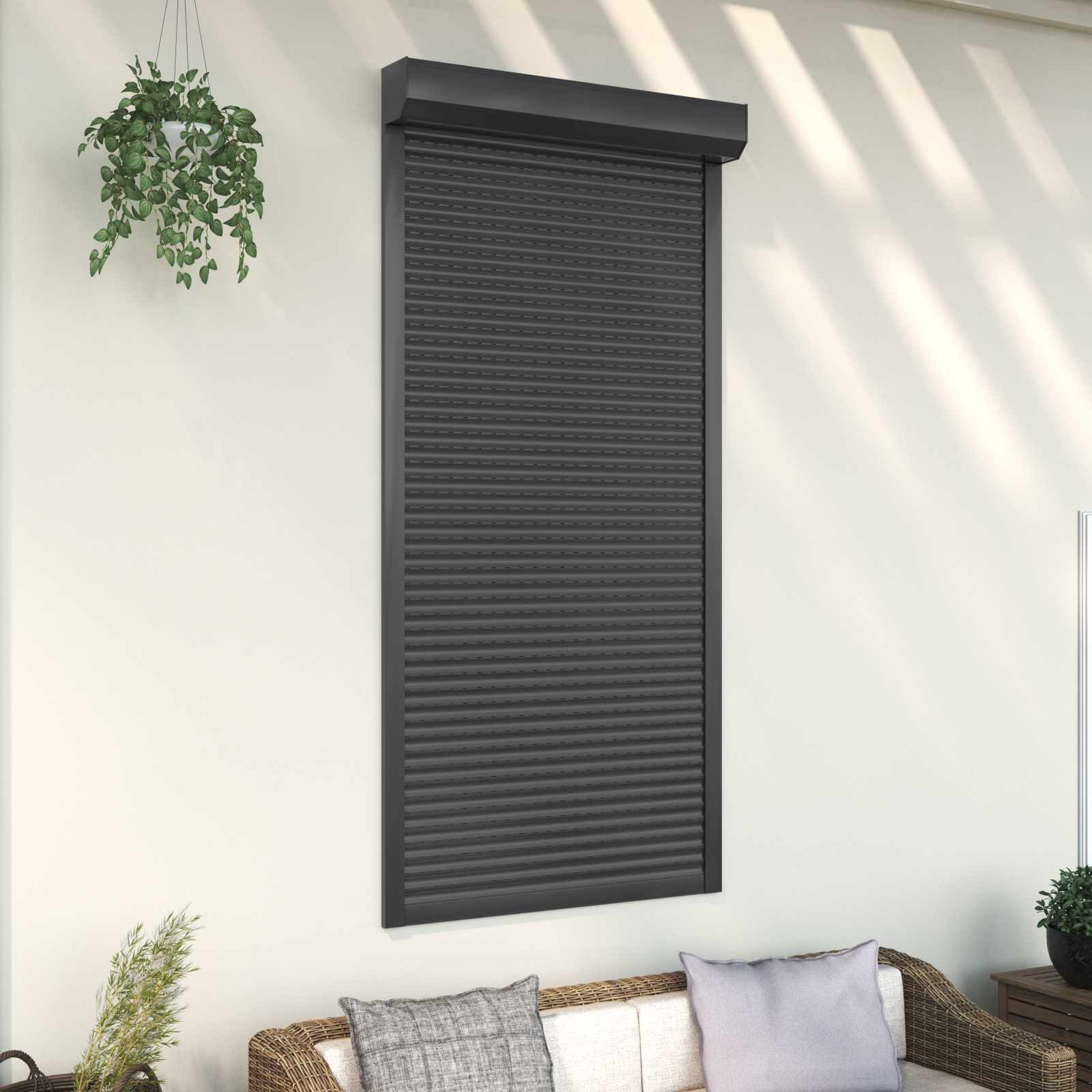 vidaXL Fensterladen Rollladen Anthrazit 100 x 210 cm Aluminium und Polyurethan, BxH: 14x210 cm, (1-St)