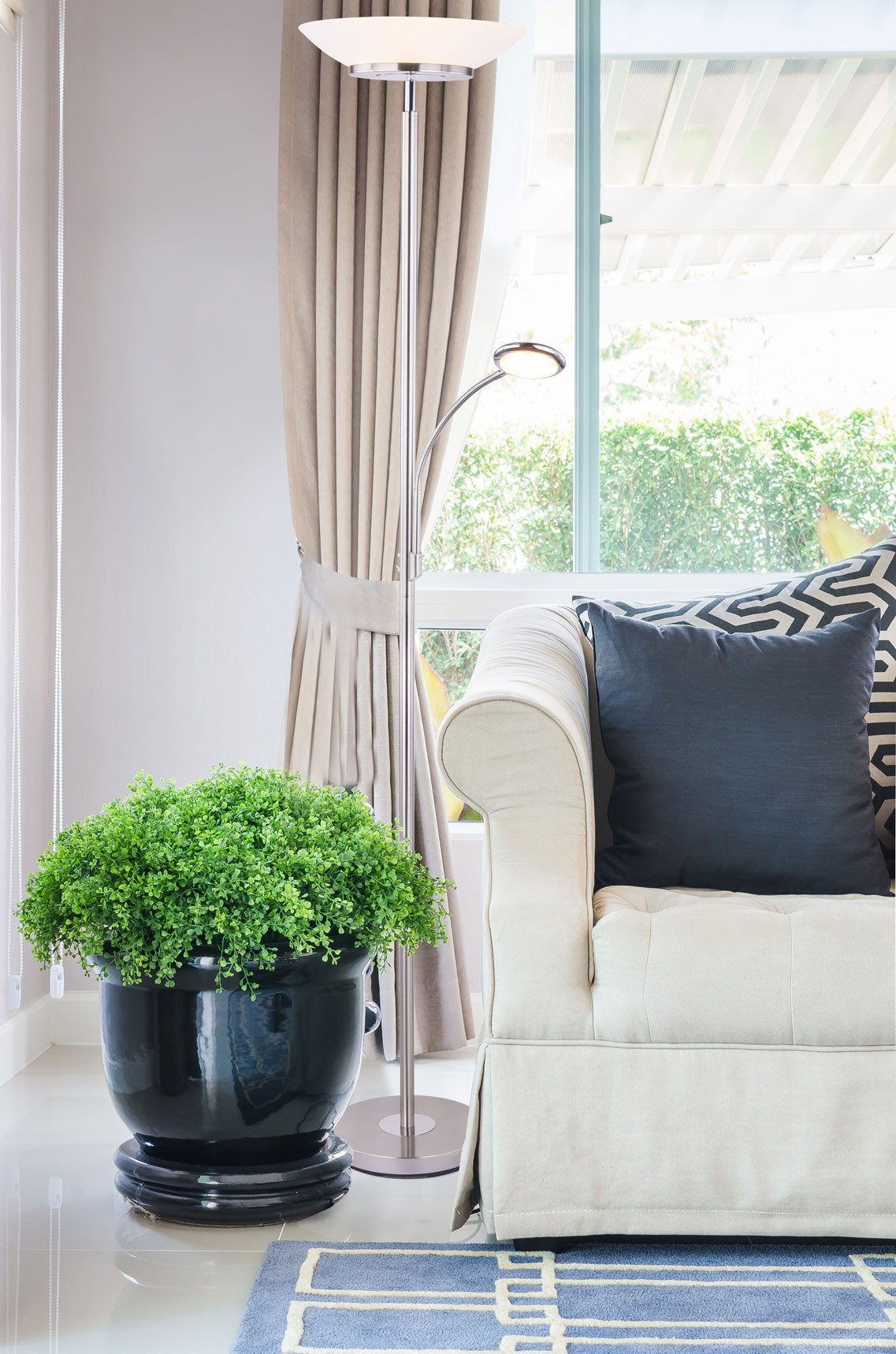 GLOBO LIGHTING Deckenfluter DECKENFLUTER NICKEL MATT, 1XLED, LED fest integriert, Stehlampe Stehleuchte Fluter Wohnzimmer Flur