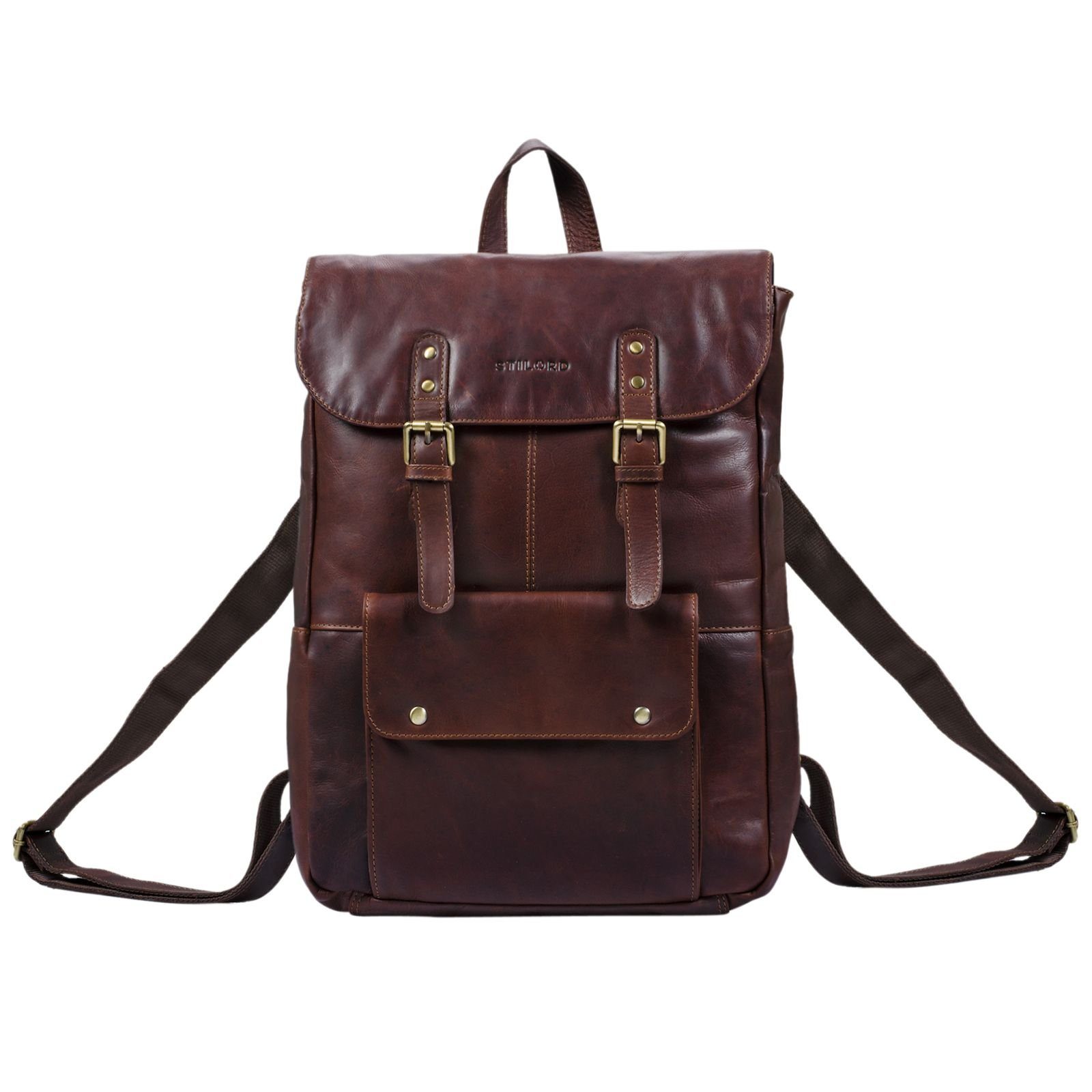 STILORD Notebook-Rucksack "Manila" Vintage Leder Rucksack Damen Herren mit Laptopfach 15 16"