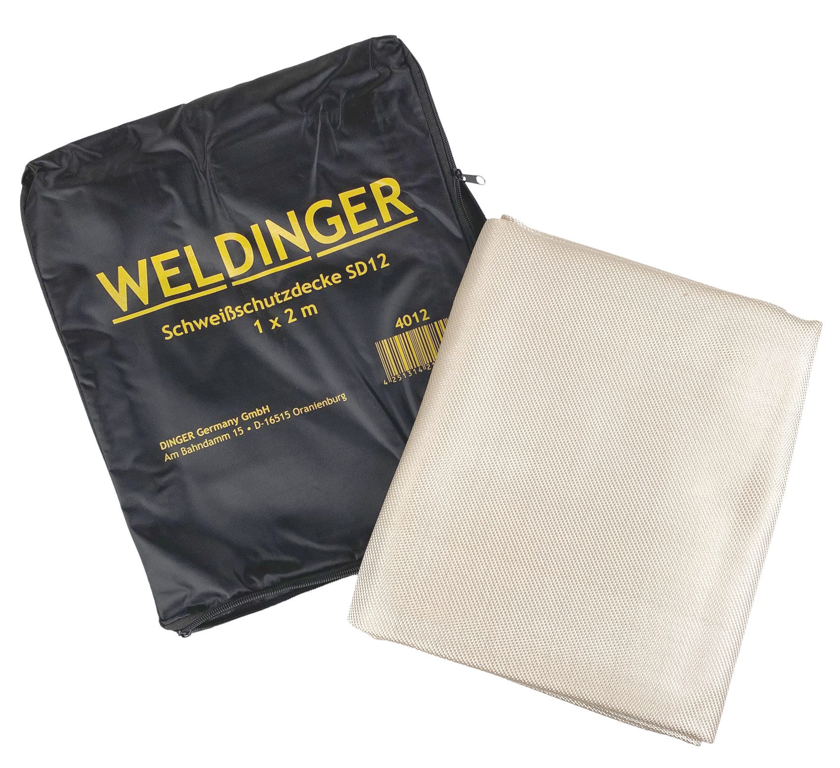 WELDINGER Schweißerschürze Schweißschutzdecke SD12 Fiberglas 100x200 mm Schweißmatte mit Tasche, (Set, 2-tlg., Schweißschutzdecke SD 12, Schutztasche), Schweißerdecke mit gutem Schutz vor Flammendurchdringung