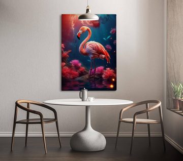 Hustling Sharks Leinwandbild Flamingo-Bild als XXL Leinwandbild "Stolzer-Flamingo" - Tierbild, in 7 unterschiedichen Größen verfügbar