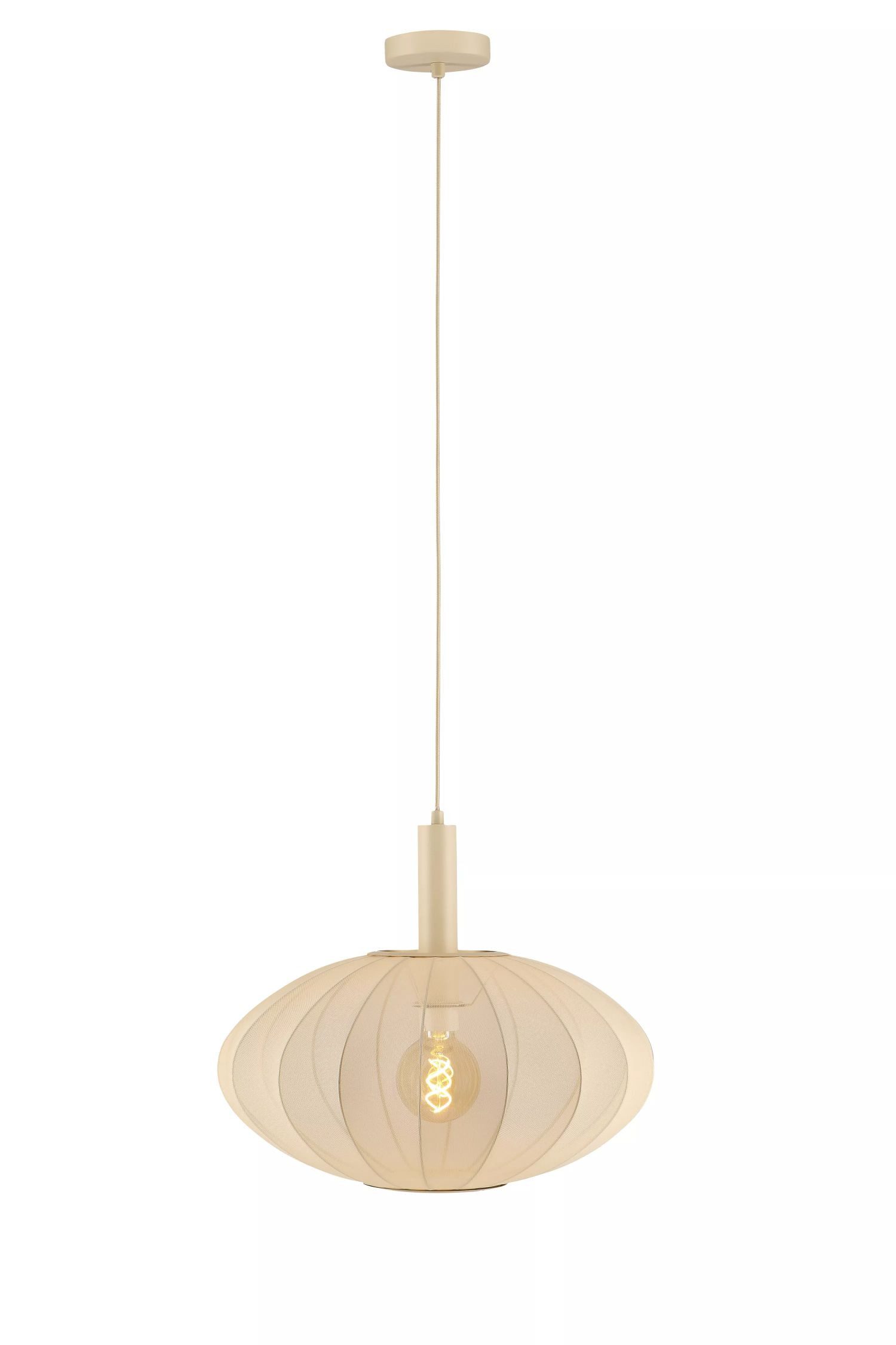 Licht-Erlebnisse Pendelleuchte BELOQ, ohne Leuchtmittel, H: max. 170 cm rund Ø 50 cm Beige E27 Modern