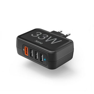 Hama Schnellladegerät 4 Ports, Qualcomm® 3.0, 4x USB A, 33 W, Schwarz USB-Ladegerät (1-tlg)