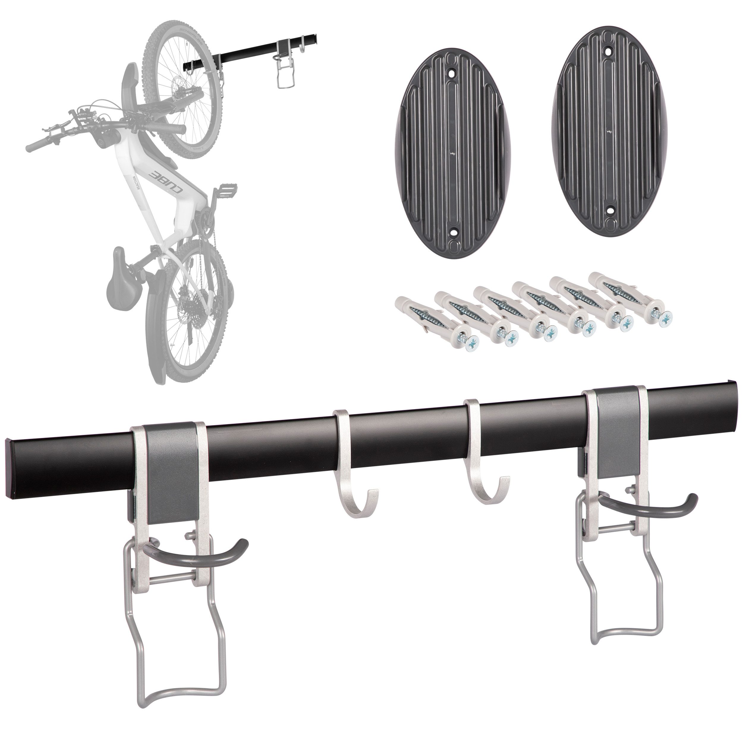Fahrradwandhalterung ǀ vertikale Aufhängung ǀ platzsparend ǀ mit Klick-System ǀ Haken
