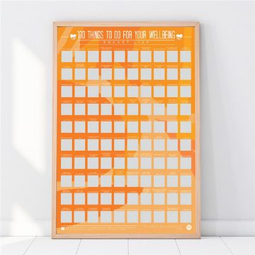 GIFT REPUBLIC Poster Wellbeing - 100 Dinge zum Wohlbefinden, Aktivitäten mit Wohlfühl-Faktor (Packung, 1 St), englisch, ca. 42 x 59 cm, interaktiv