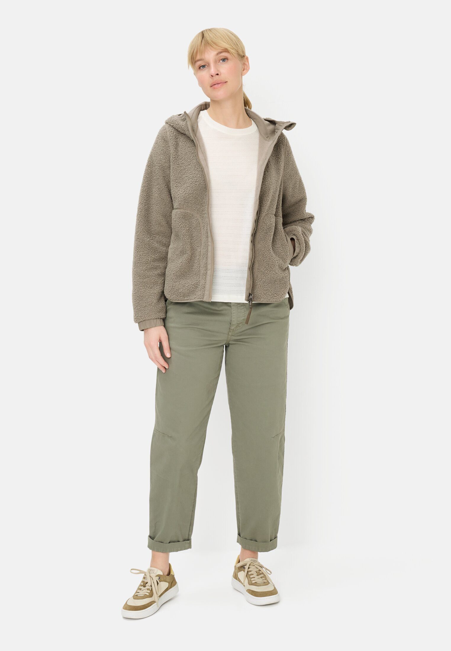 camel active Fleecejacke mit fester Kapuze Langarm Reflektierende Details
