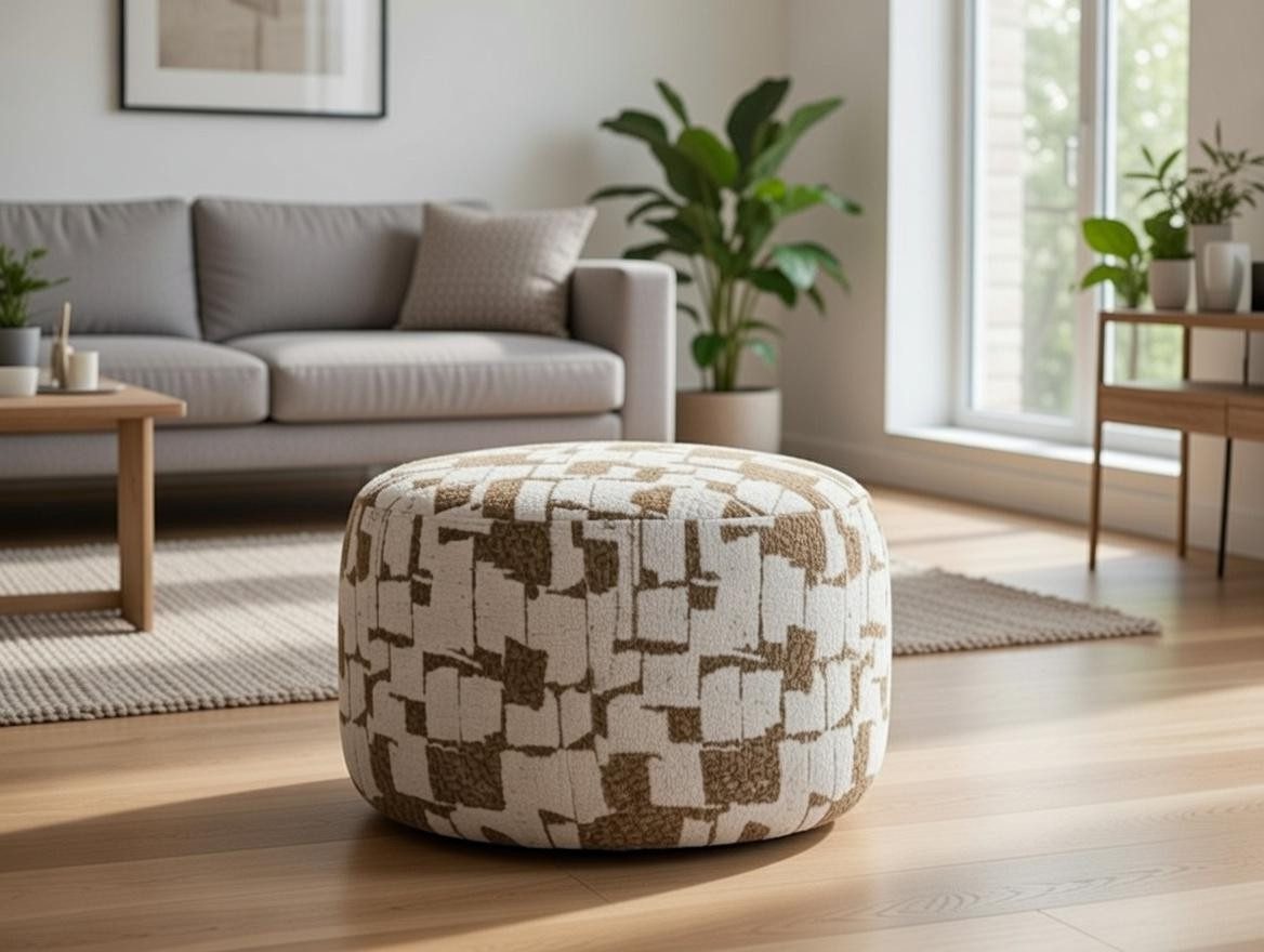 Xlmoebel Fußhocker Moderner Fußhocker in Beige mit weichem Sitzkissen aus Textil (1 St), Made in Europa