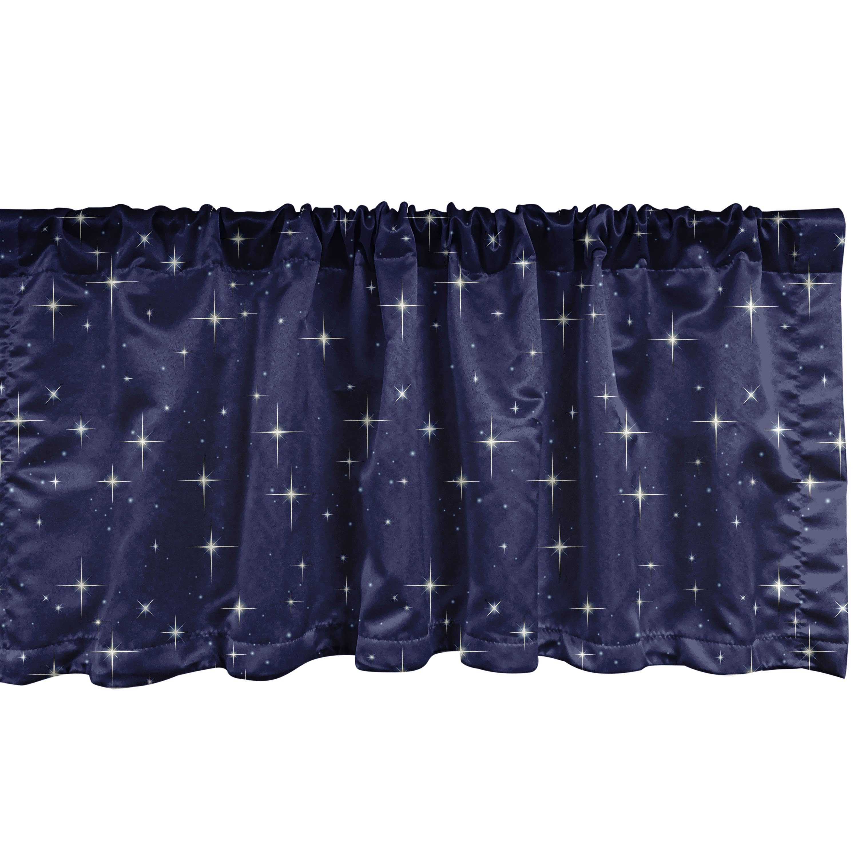 Scheibengardine Vorhang Volant für Küche Schlafzimmer Dekor mit Stangentasche, Abakuhaus, Microfaser, Platz Nacht Skyline mit Sternen