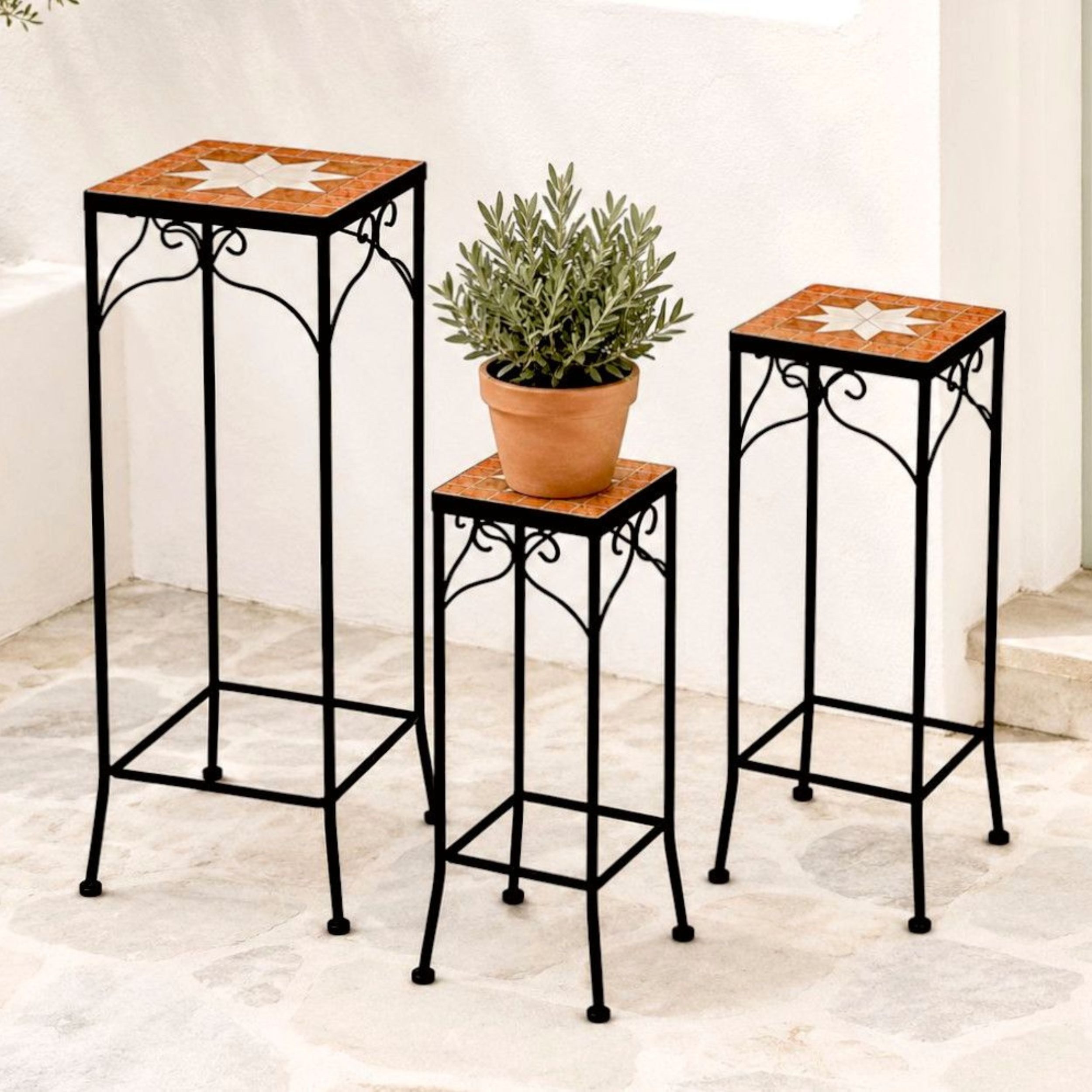DanDiBo Blumenständer Mosaik Rund 3er Set 16, 20, 24 cm Blumenständer