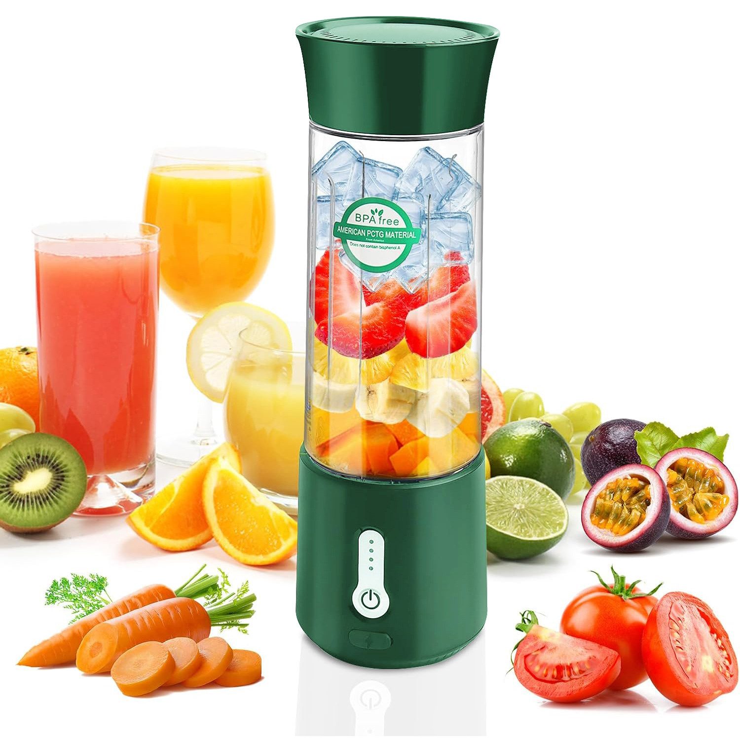 OKWISH Akku-Smoothie-Maker Mini Smoothie Maker Tragbarer Миксер USB Wiederaufladbar, 150 W, USB wiederaufladbar 4000mAh Akku für Büro Sport Reisen Camping