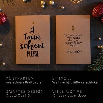 bigdaygraphix Weihnachtskarte 20 weihnachtskarten im Hygge Stil, 20 Weihnachtskarten verdelt mit Goldfolie