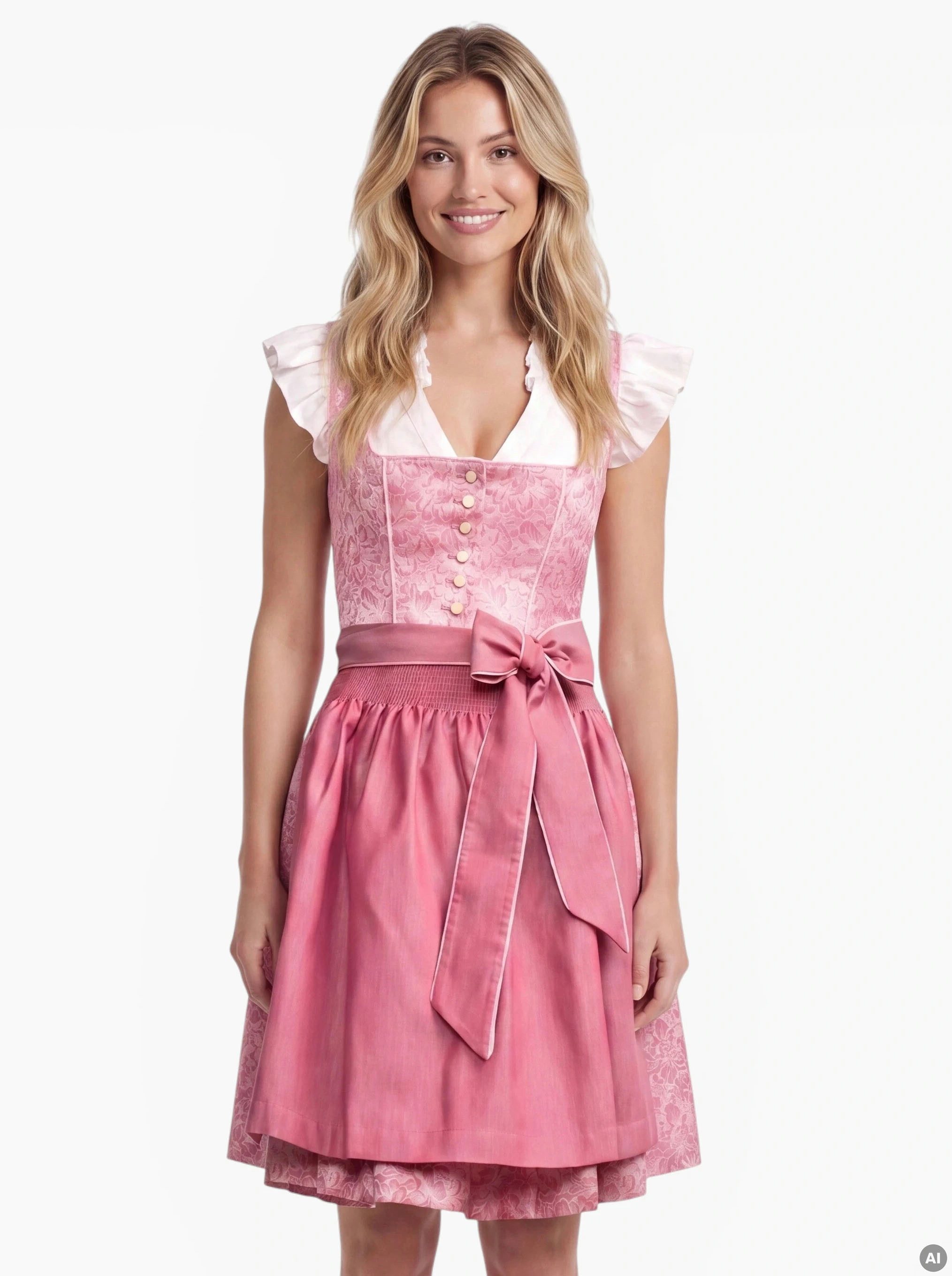 Moschen-Bayern Dirndl Kaja Krüger Mini Dirndl 50cm mit Floralem Jacquardmuster