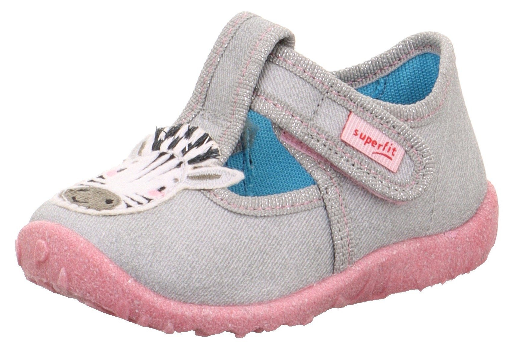 Superfit SPOTTY WMS: Mittel Hausschuh Ballerina, Klettschuh, Kindergarten Schuh mit süßem Motiv