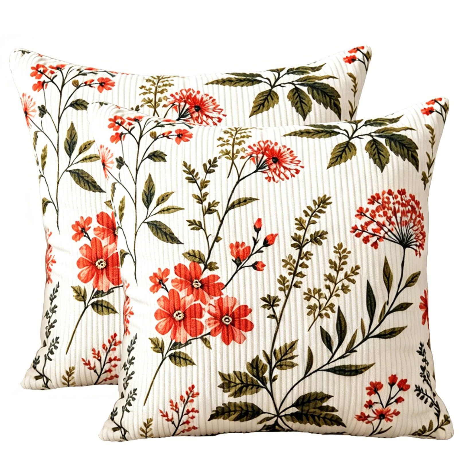 Diwzbyn Kissenbezug Cord-Kissenbezug 45×45 cm, Landhaus-Stil Kissenbezug, (1 Stück), Blumenmuster Kissenbezug für Sofa, Schlafzimmer und Wohnkultur