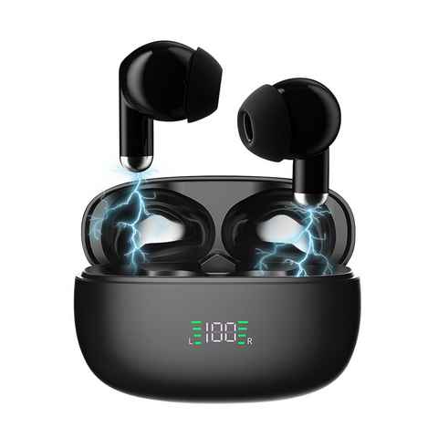 VSIUO Bluetooth 5.3 In Ear Kopfhörer Kabellos Ohrhörer mit HD Mikrofon Bluetooth-Kopfhörer (ENC Noise Cancelling Earbuds Tiefer Bass, IP7 Wasserdicht,LED-Anzeige, Voice Assistant, Siri, Immersiver HiFi Kopfhörer, Halb-In-Ear-Design, Touch Control,USB-C)