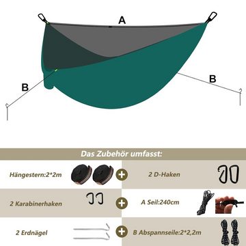 Houhence Hängematte Camping Hängematte mit Moskitonetz, 300kg Belastbarkeit,(270 x 140 cm)
