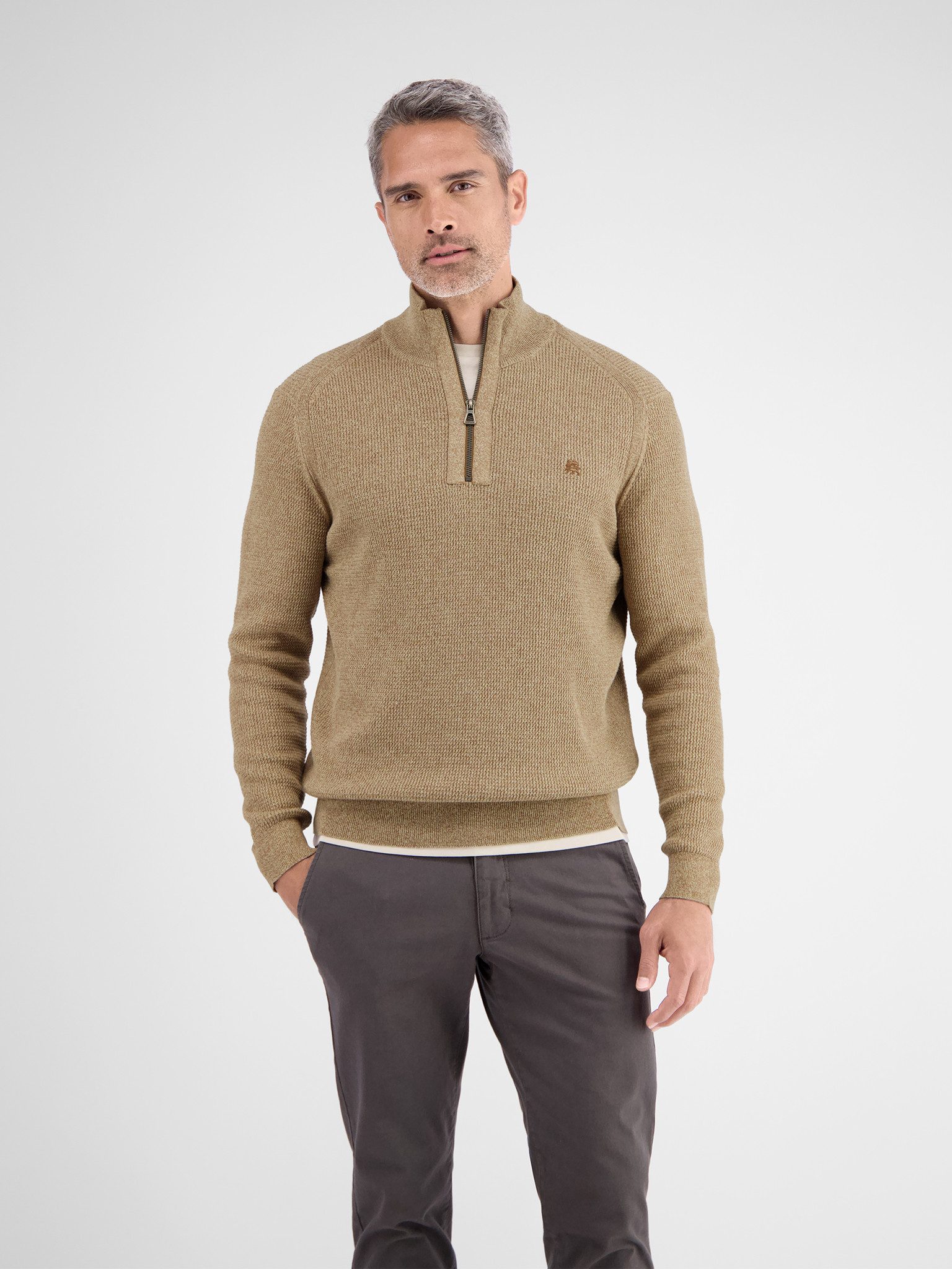 LERROS Strickpullover mit Troyer-Reißverschluss, Stehkragen. Reduzierter Preis € 44,26. Unverbindliche Preisempfehlung € 69,99