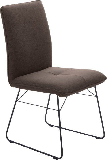in Griff Drahtgestell im St), & Metall Rücken, (1 Wohnen am dunkelbraun K+W Kufenstuhl Sitz schwarz, Komfort Steppung