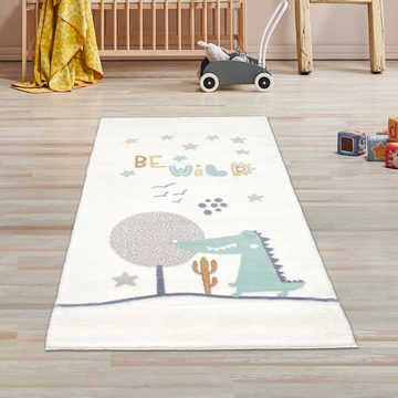 Teppich Kinder-Teppich besonders weich, Sterne & Dino, in Cream, TeppichHome24, rechteckig, Höhe: 18 mm