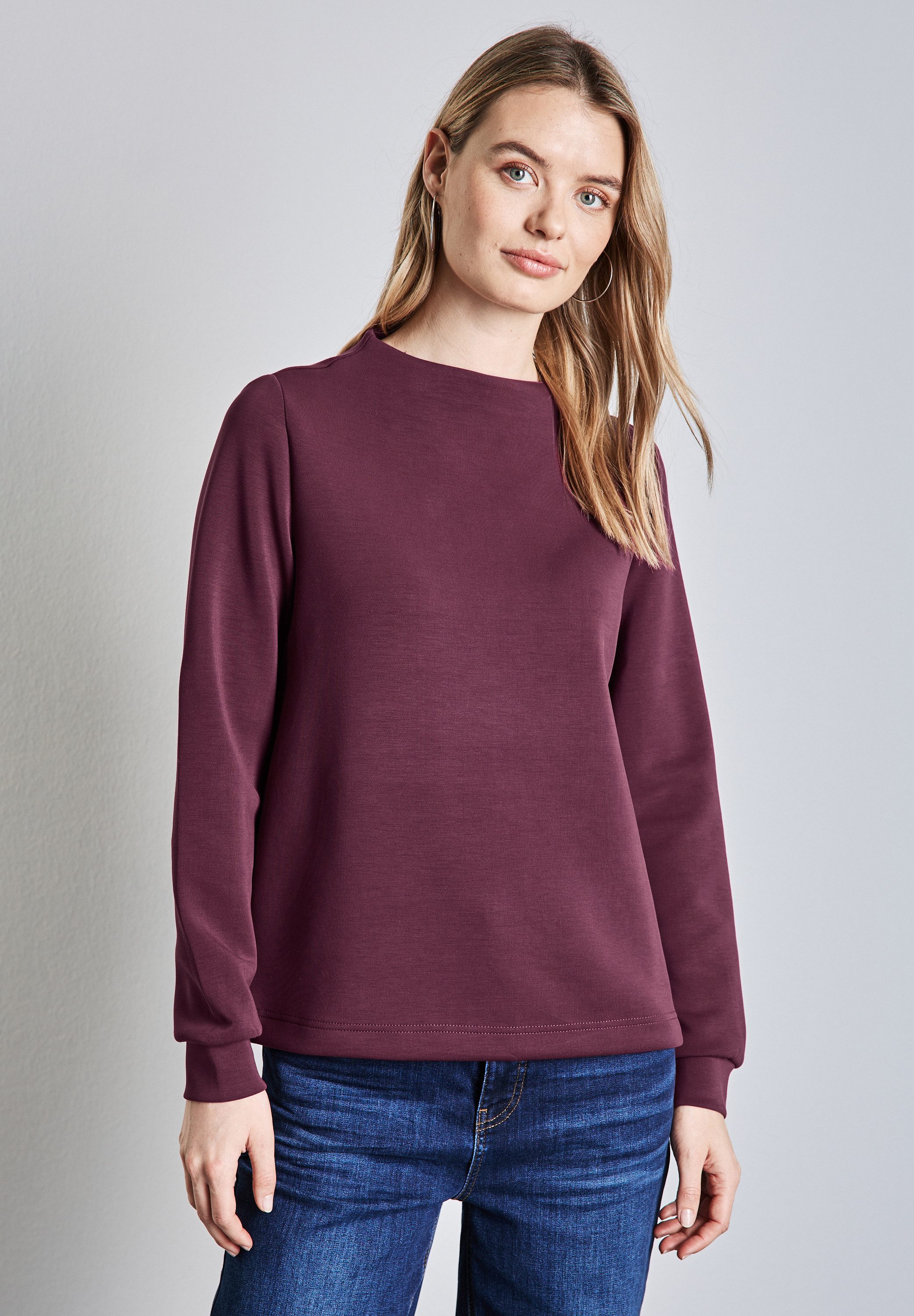 STREET ONE Langarmshirt, aus softem Materialmix günstig online kaufen