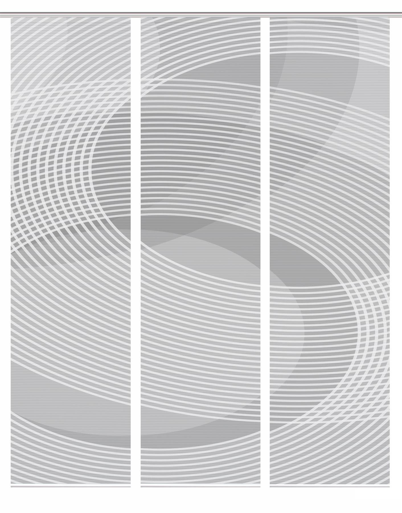 HOME in green Schiebegardine Dacio 3Er Set 245 X 60 cm 3x Schiebevorhang inkl. Paneelwagen Grau (3 St), Kunstfaser, 3x Schiebevorhang inkl. Paneelwagen und Klemmleiste Grau