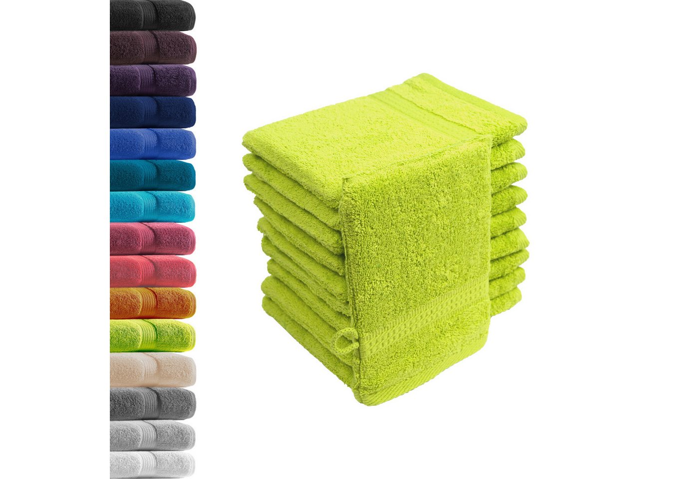 Hometex Premium Textiles Waschhandschuh in Premium Qualität 500 g/m², Feinster Frottier-Stoff 100% Baumwolle, (10er Set), weich, saugfähig, extra schwer & flauschig - TEST BILD TOP MARKE 2025