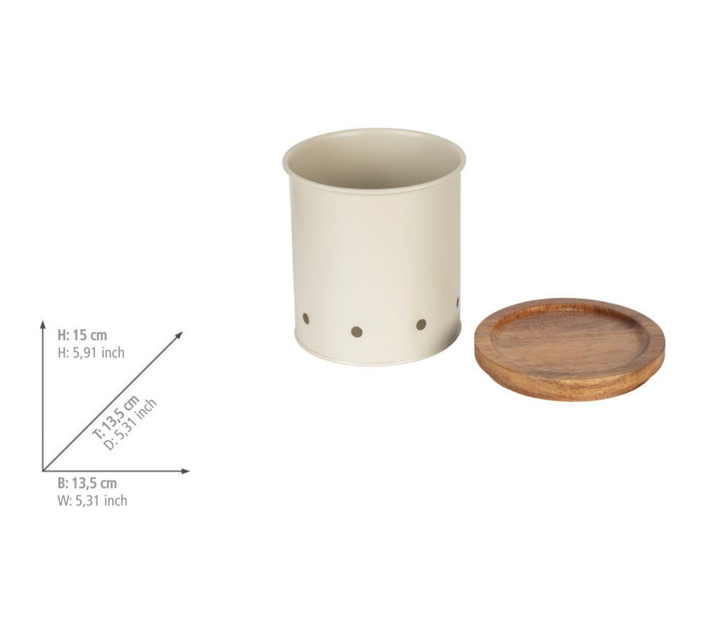 WENKO Vorratsdose Modell Aria, Holz, Metall, (Set, 2-tlg), Aufbewahrungsdosen für Lebensmittel mit Deckel & Luftlöchern, 1,6 L