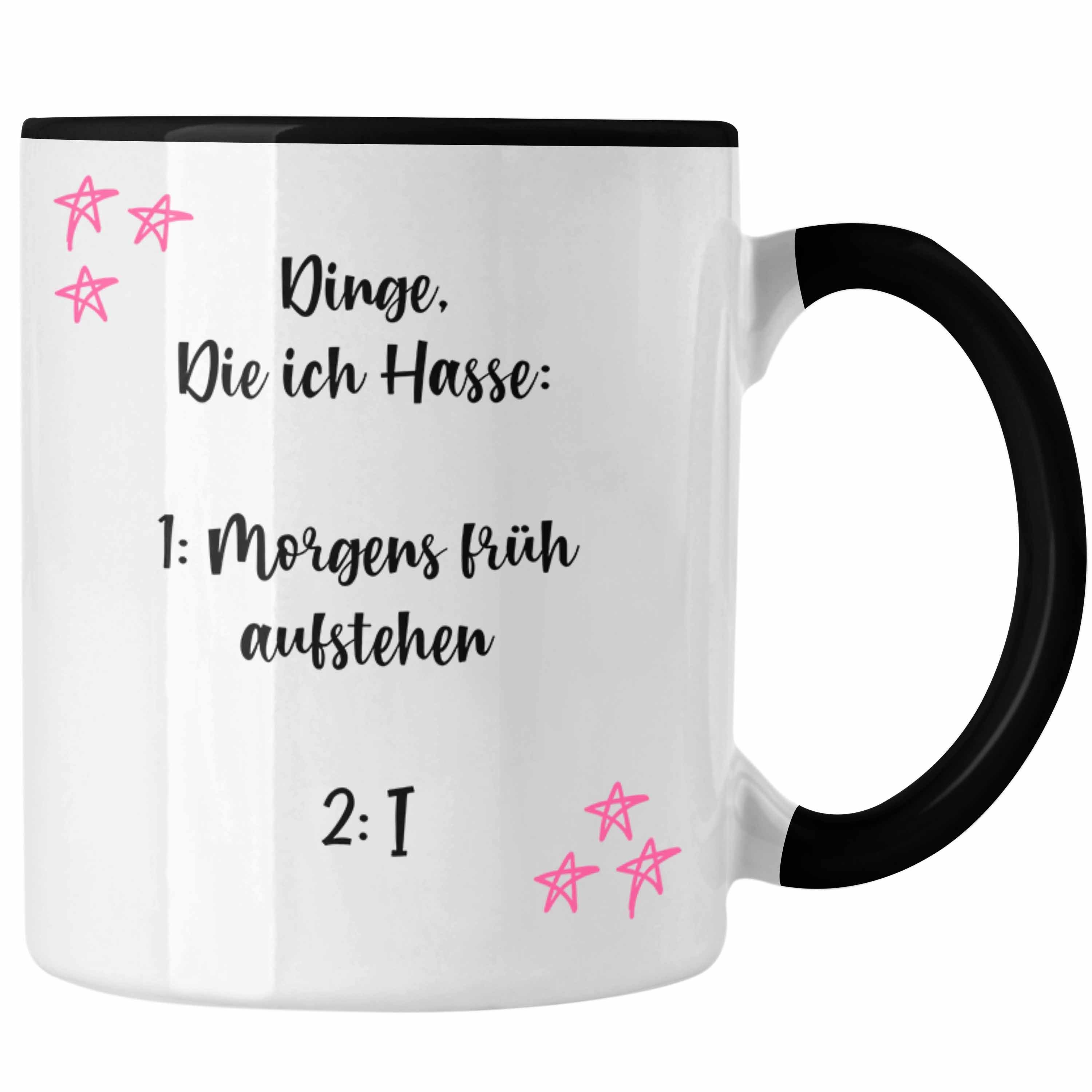 Trendation Tasse Trendation - Lustige Tassen für Frauen mit Spruch Kaffee Tassen Becher Büro Arbeit Früh Aufstehen Schwarz | Teetassen