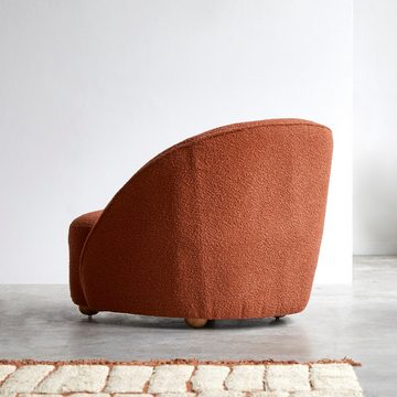 Tikamoon Sessel Soren Soren - Sessel aus Akazienholz mit terrakottafarbenem Stoffbezug