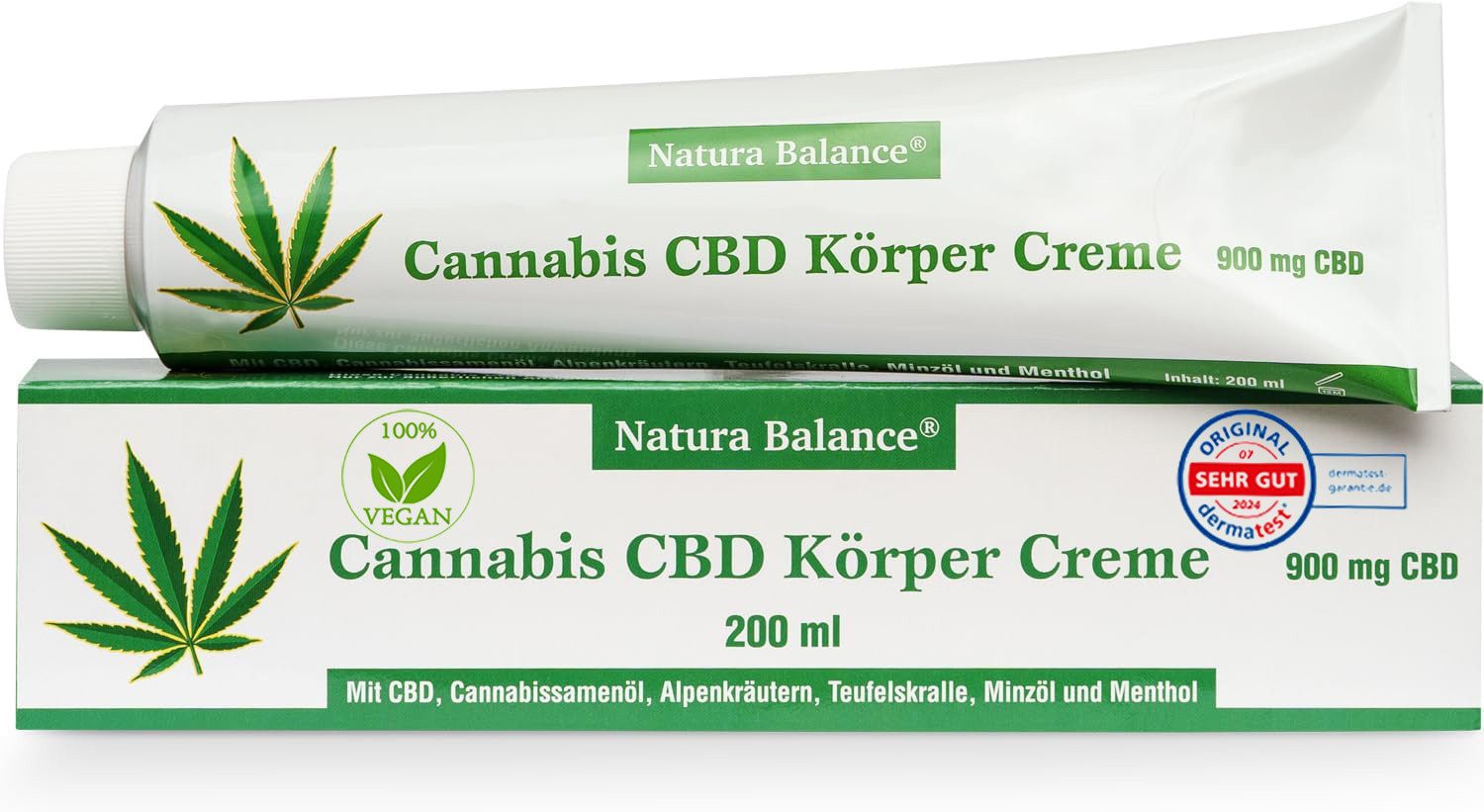Körpercreme 200ml Cannabis Creme mit 900mg CBD Teufelskralle Alpenkräuter kühlend