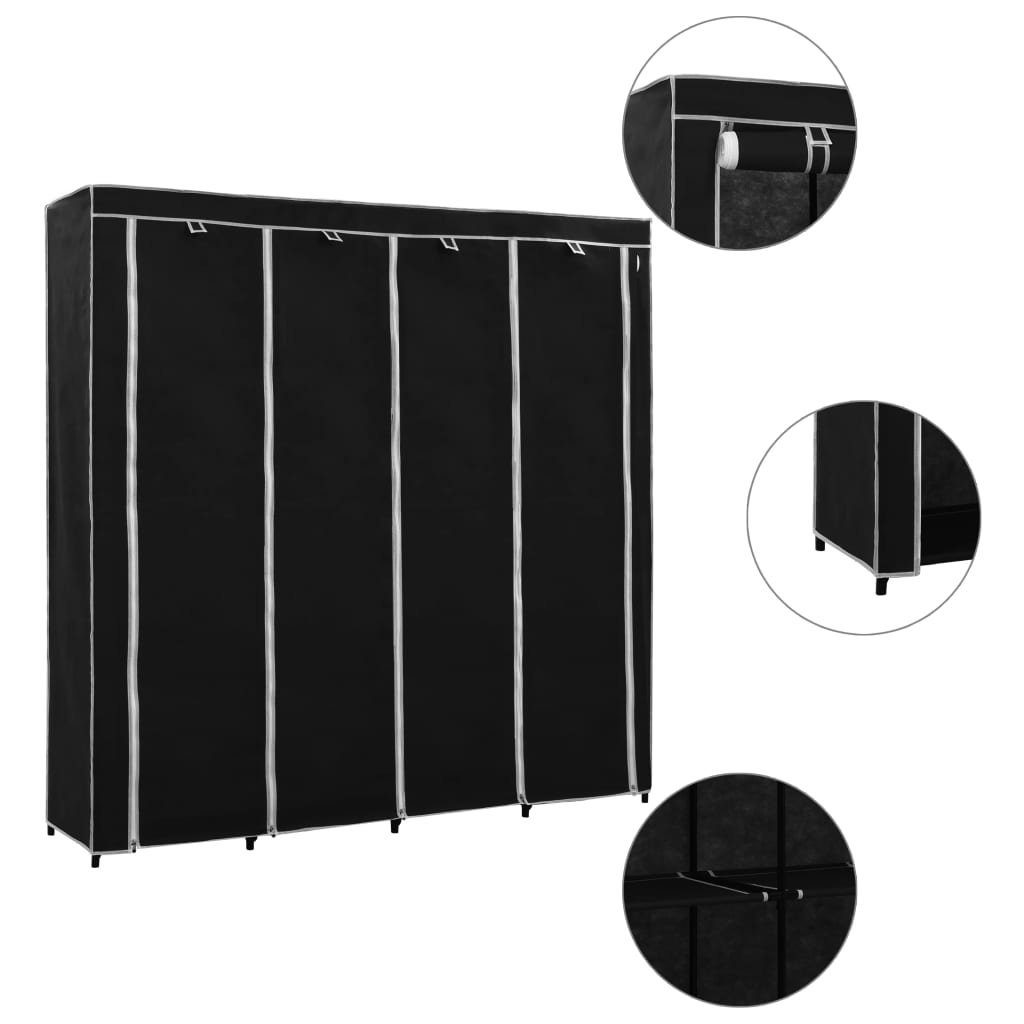 furnicato Kleiderschrank Kleiderständer Schwarz 175 x 45 x 170 cm mit stabilem Eisenrahmen