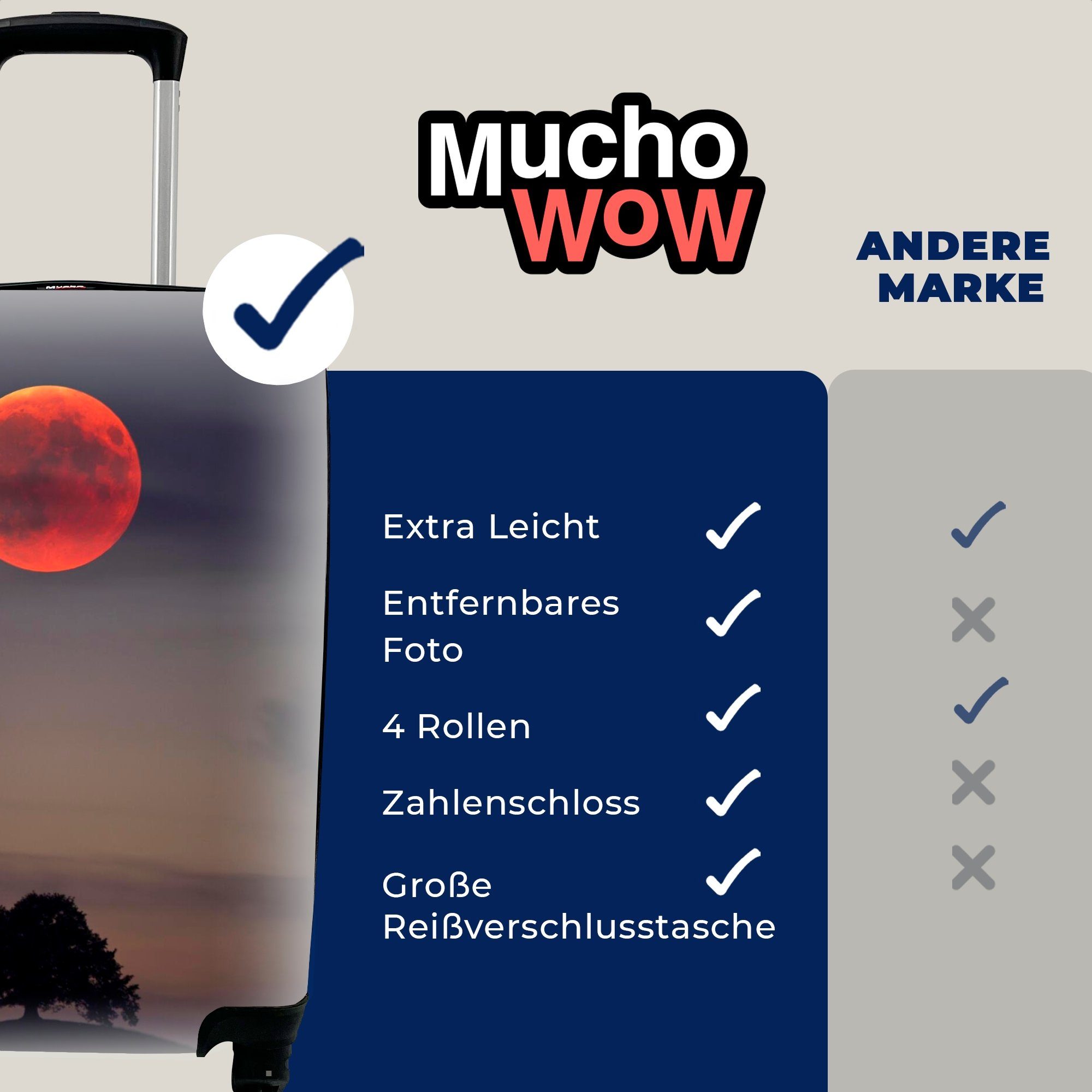 Baum Handgepäck - Rosa, Handgepäckkoffer Trolley, Reisekoffer Rollen, 4 Mond Ferien, MuchoWow mit - Reisetasche für rollen,