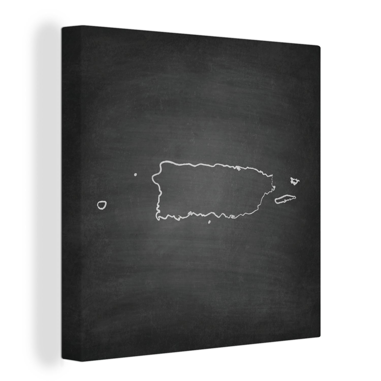 OneMillionCanvasses® Leinwandbild Eine Illustration der Karte von Puerto Rico auf einer Kreidetafel, (1 St), Leinwand Bilder für Wohnzimmer Schlafzimmer