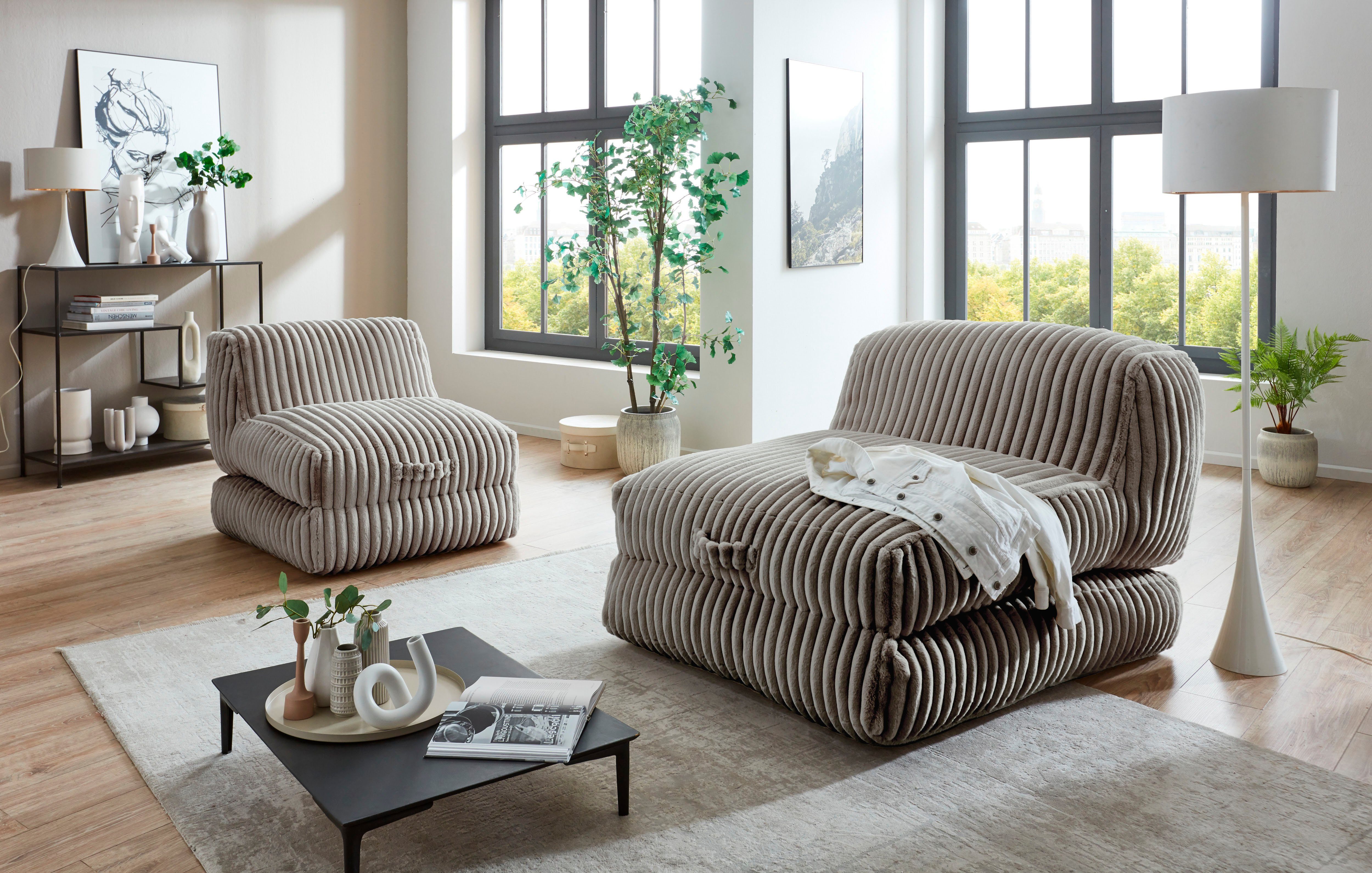 Home affaire XXL-Sessel Pia, Loungesessel in Megacord, 2 Größen, Schlaffunk günstig online kaufen