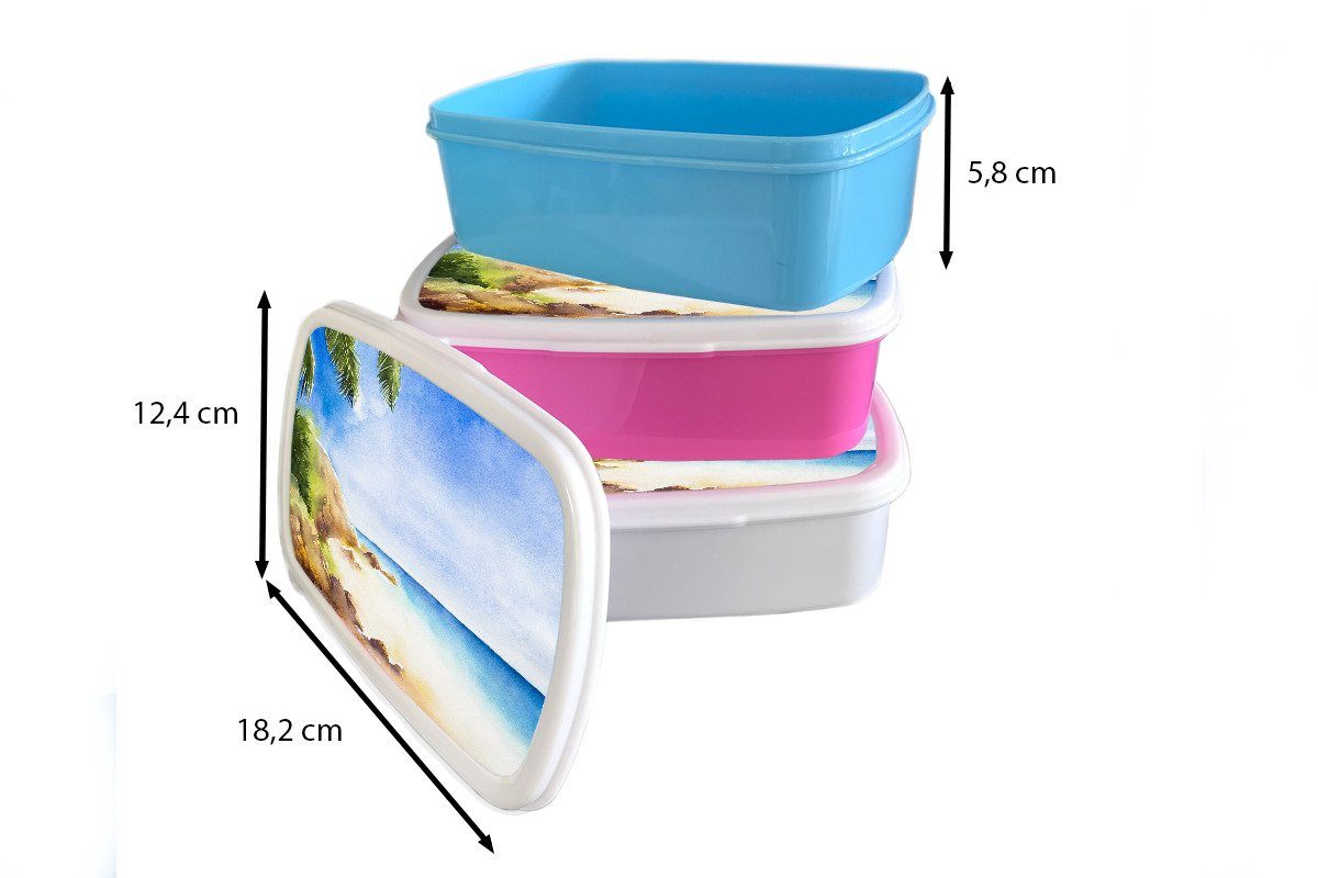 MuchoWow Lunchbox Meer - Berge, Erwachsene, Mädchen, Snackbox, - (2-tlg), für Brotbox Kunststoff, Strand rosa Kinder, Kunststoff Brotdose