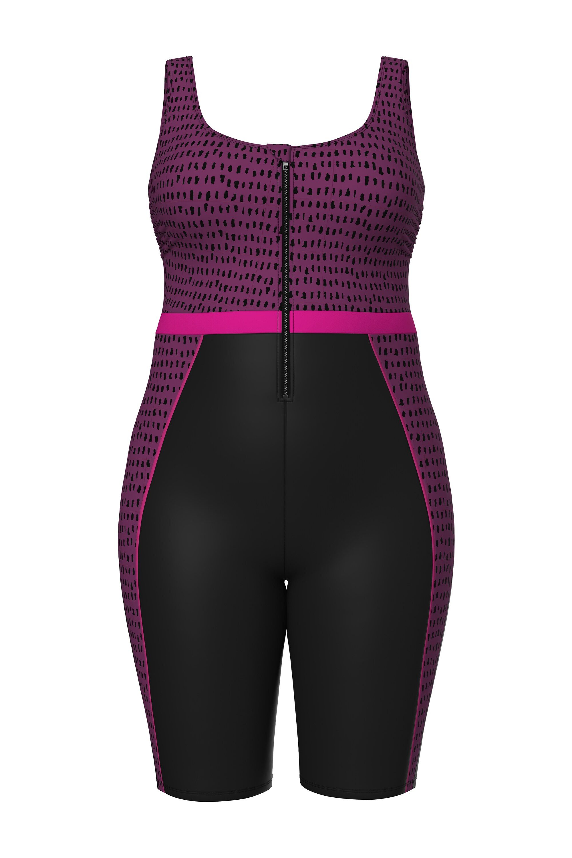 Ulla Popken Badeanzug Badeanzug langes Bein ohne Softcups Zipper günstig online kaufen