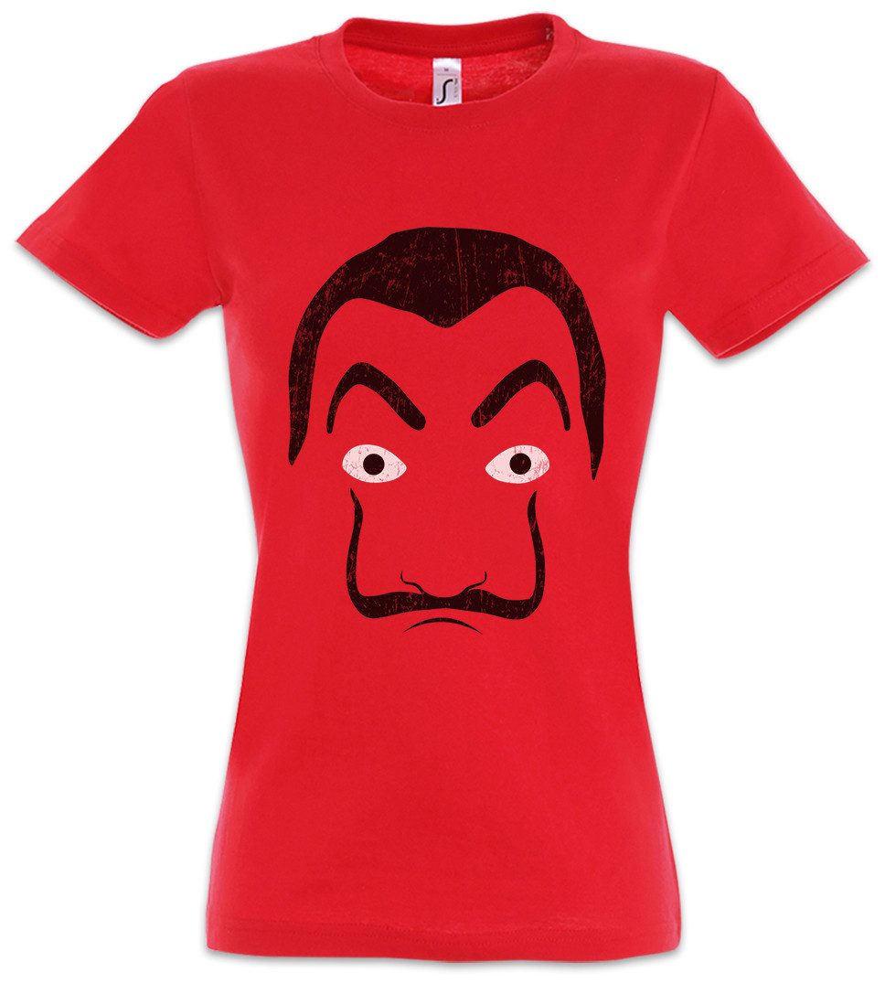 Print-Shirt Dali Mask Damen T-Shirt Robbery Bank Money Cash Überfall Professor
