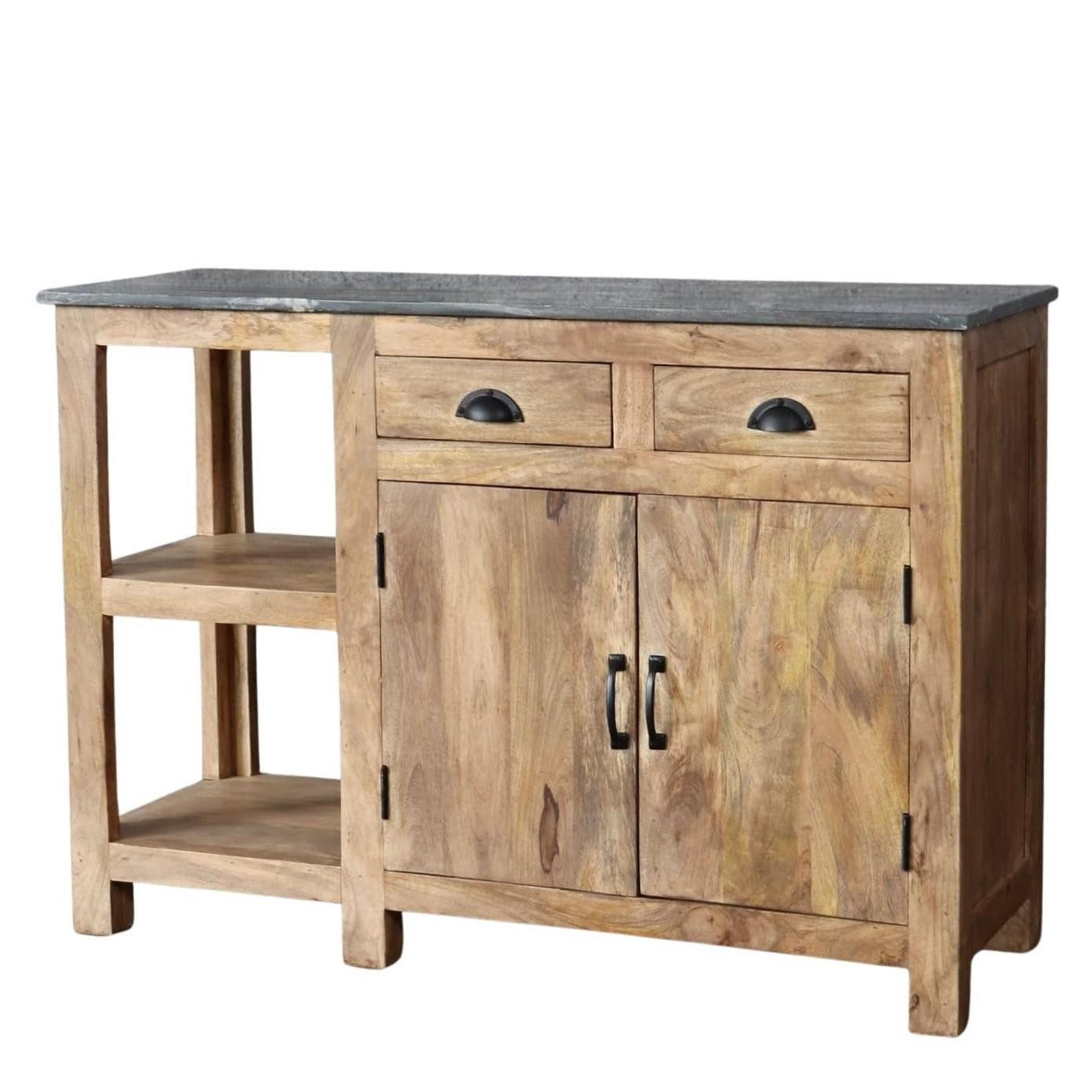 baario Sideboard Sideboard SPLIT Marmor, Anrichte massiv Mangoholz mit Marmorplatte Kommode