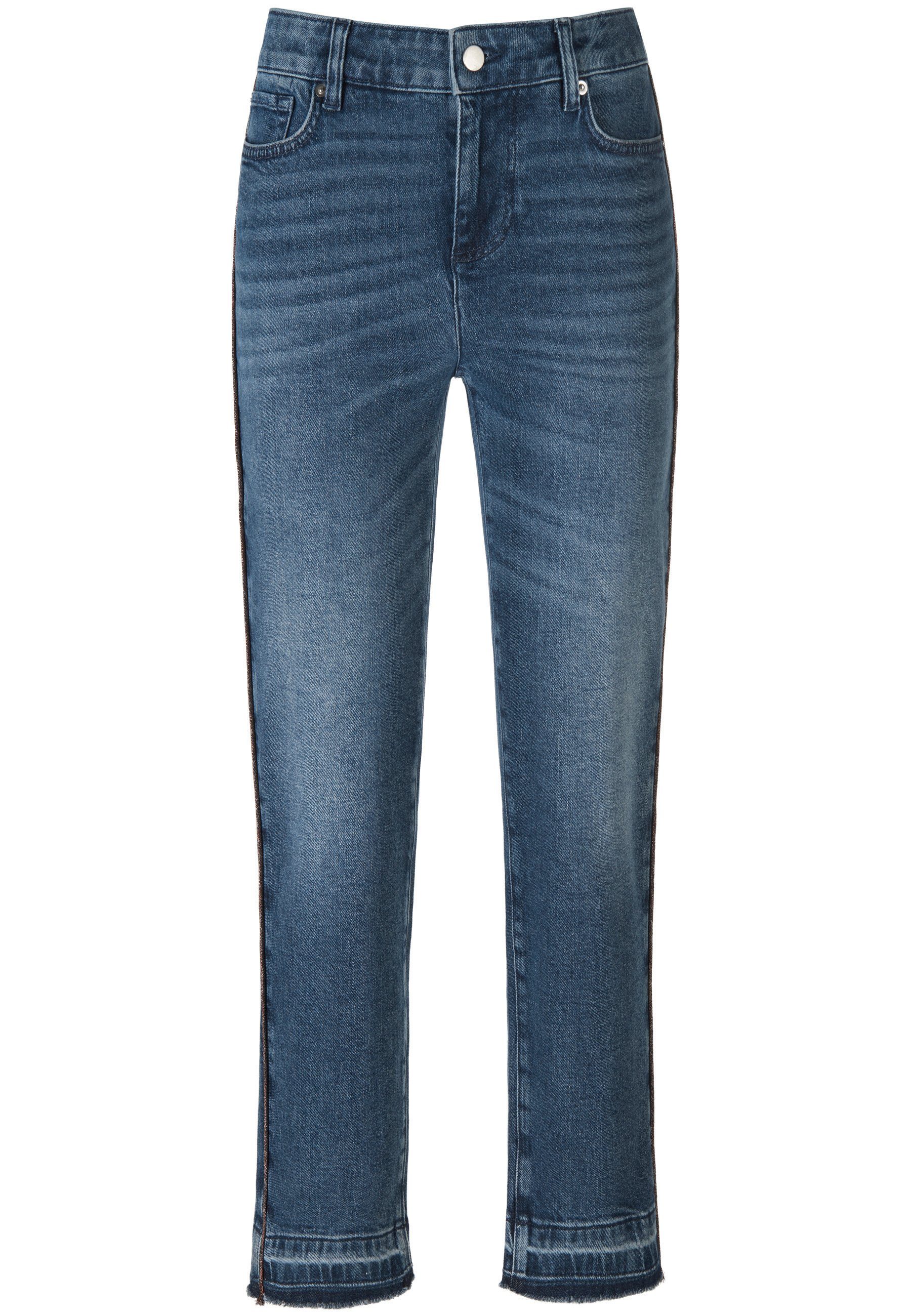 mit Cotton 7/8-Jeans Hahn Fransen Peter