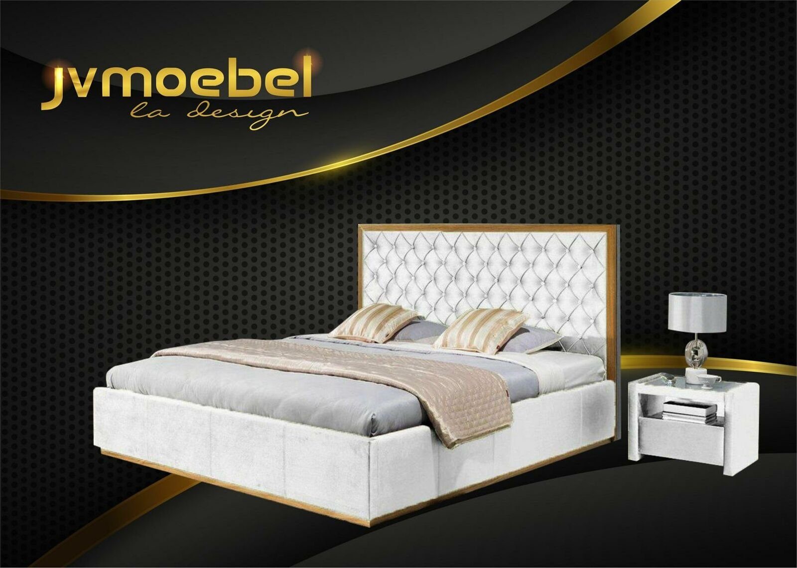 Weiß Design Bett, Bettgestell Schlafzimmer 140x200 Modern Textil Bett Möbel JVmoebel