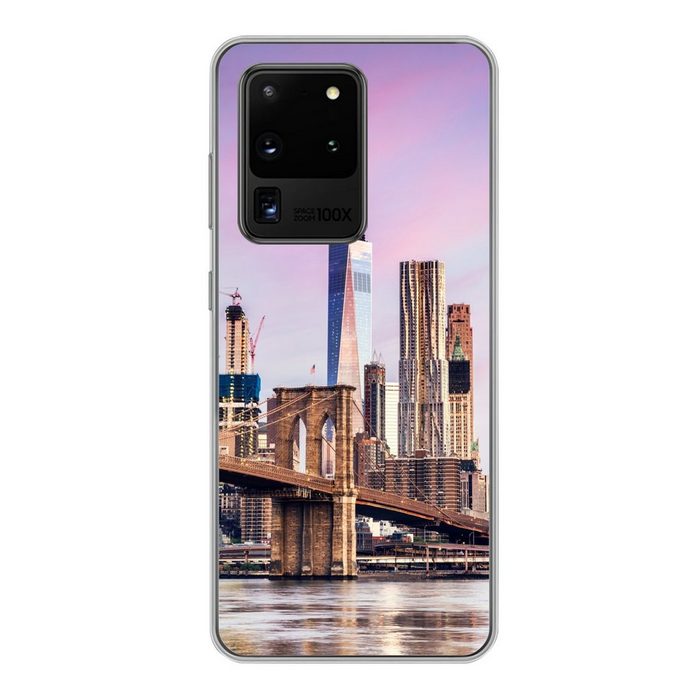 MuchoWow Handyhülle Brooklyn Bridge und die New Yorker Skyline Phone Case Handyhülle Samsung Galaxy S20 Ultra Silikon Schutzhülle