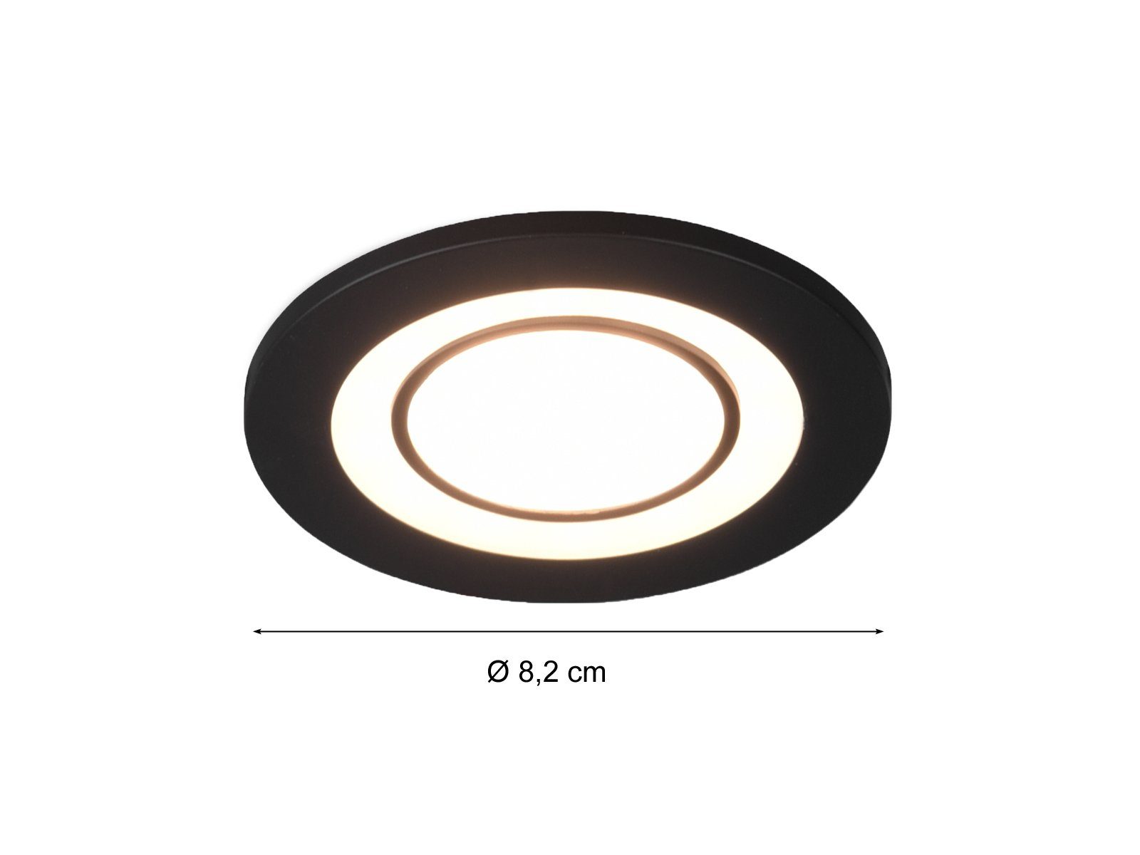 2er Einbaustrahler, fest matt LED Ø8,2cm Decken-spot Schwarz integriert, Set LED Lichtspots, Einbau Deckeneinbauleuchten, meineWunschleuchte