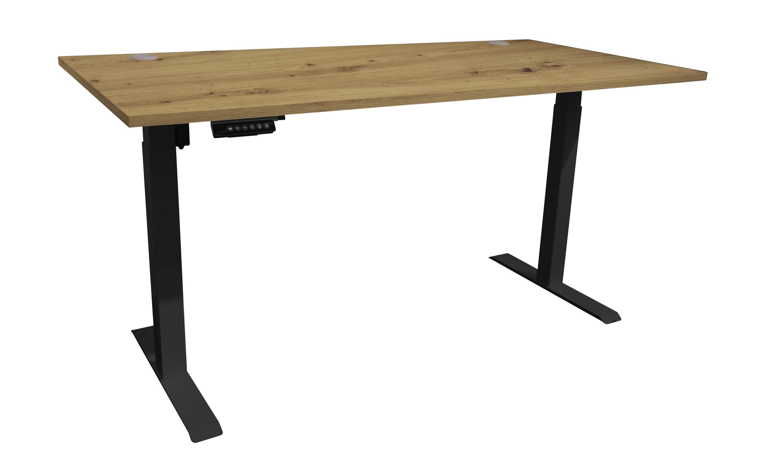 Bega Consult Schreibtisch höhenverstellbar, Eiche Dekor / schwarz - 160x74/117x77cm (BxHxT)