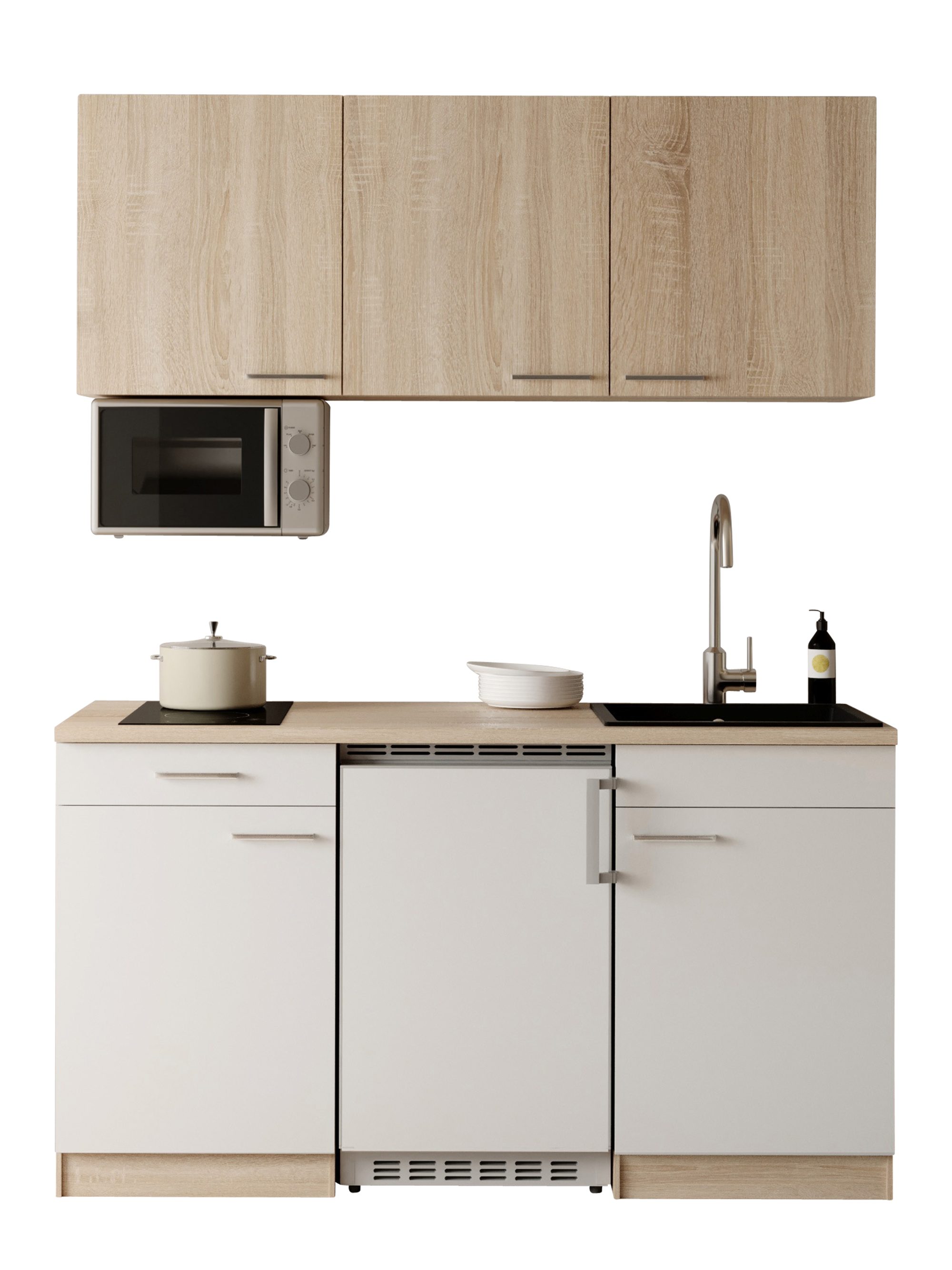 RESPEKTA Pantryküche Ingrid, zerlegt, wahlweise mit Mikrowelle, Soft-Close-Funktion, Breite 150 cm