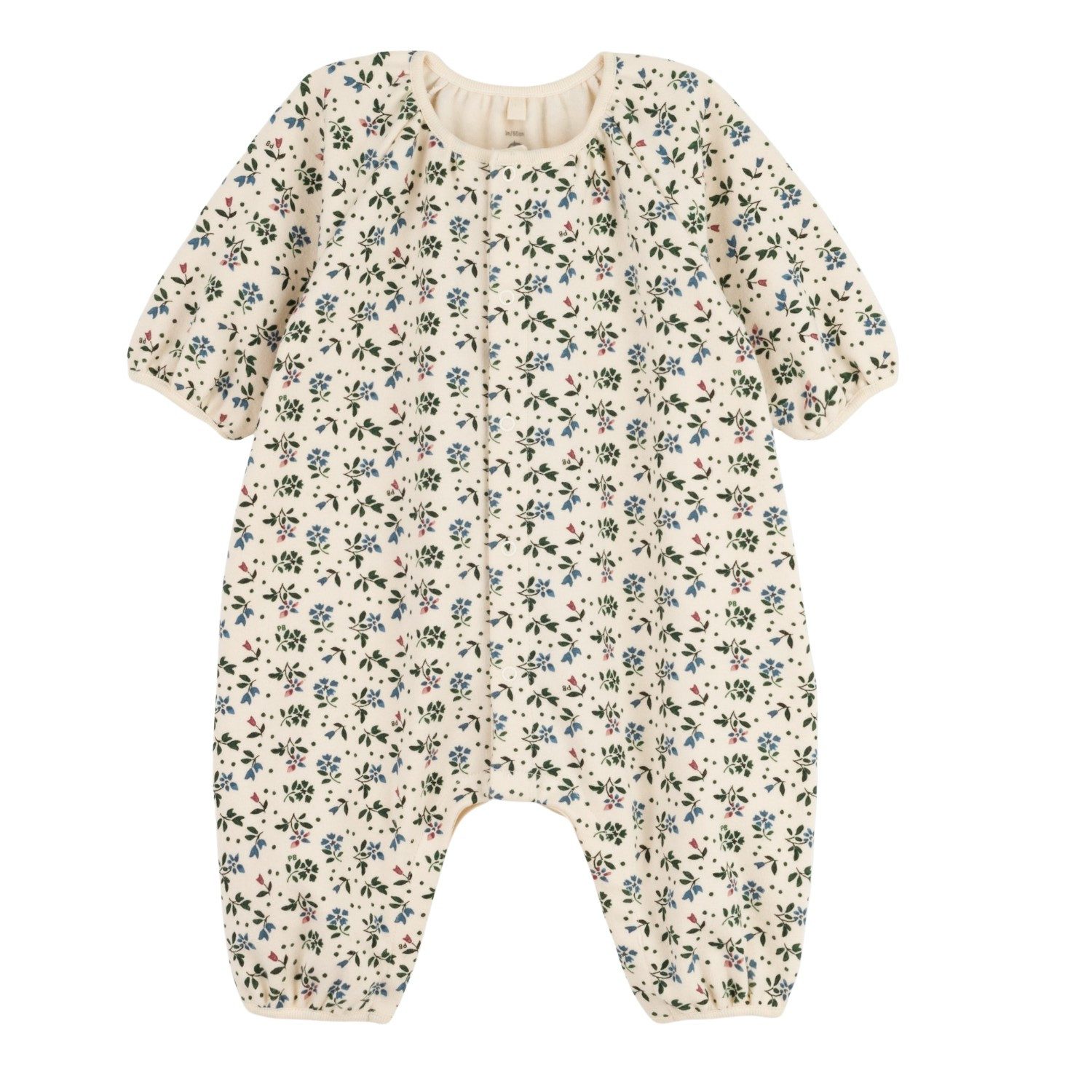 Petit Bateau Wickelbody Petit Bateau Langarm Overall beige mit Blumen