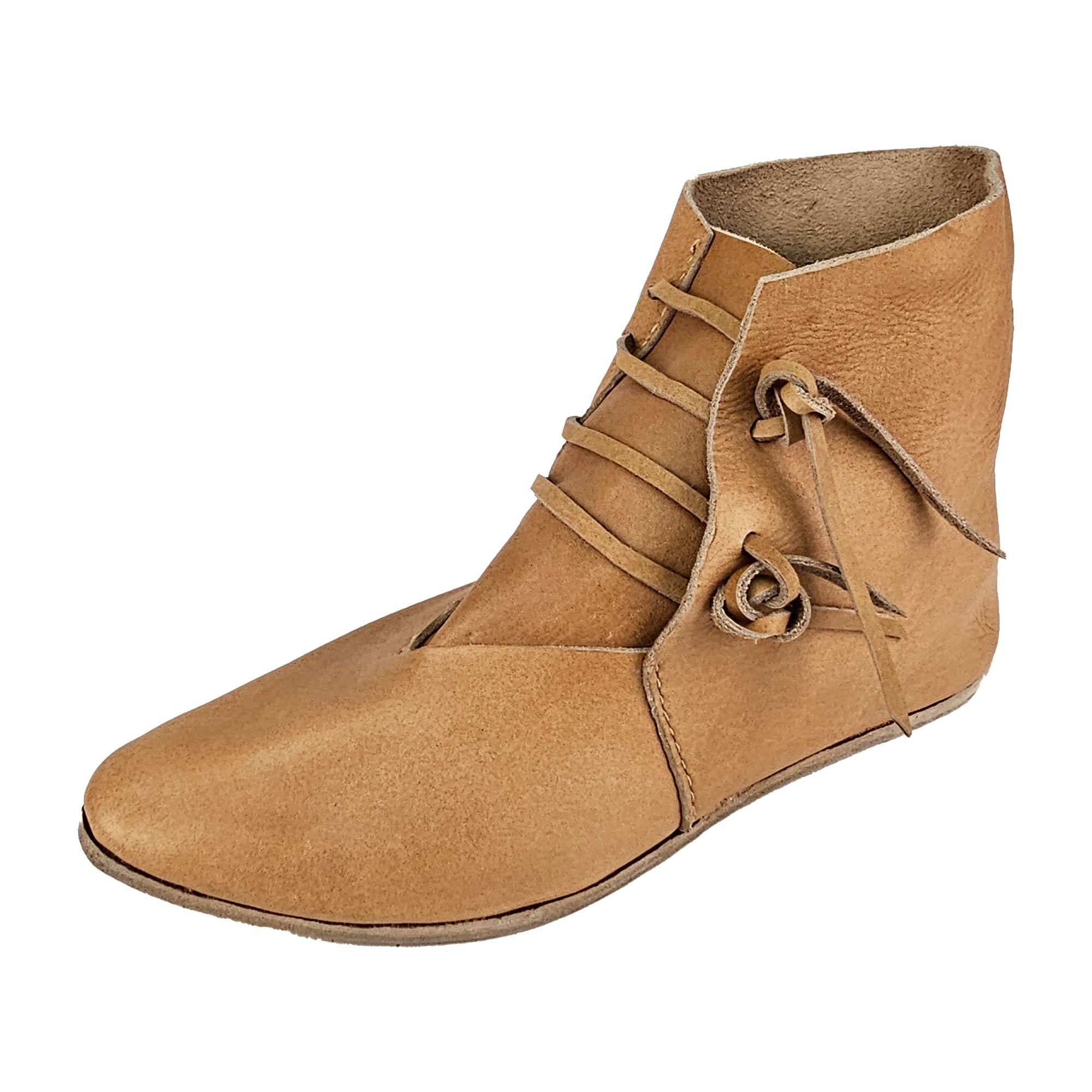 Ritter-Kostüm Mittelalter Schuhe Typ London einfach genagelte Sohle Naturbraun