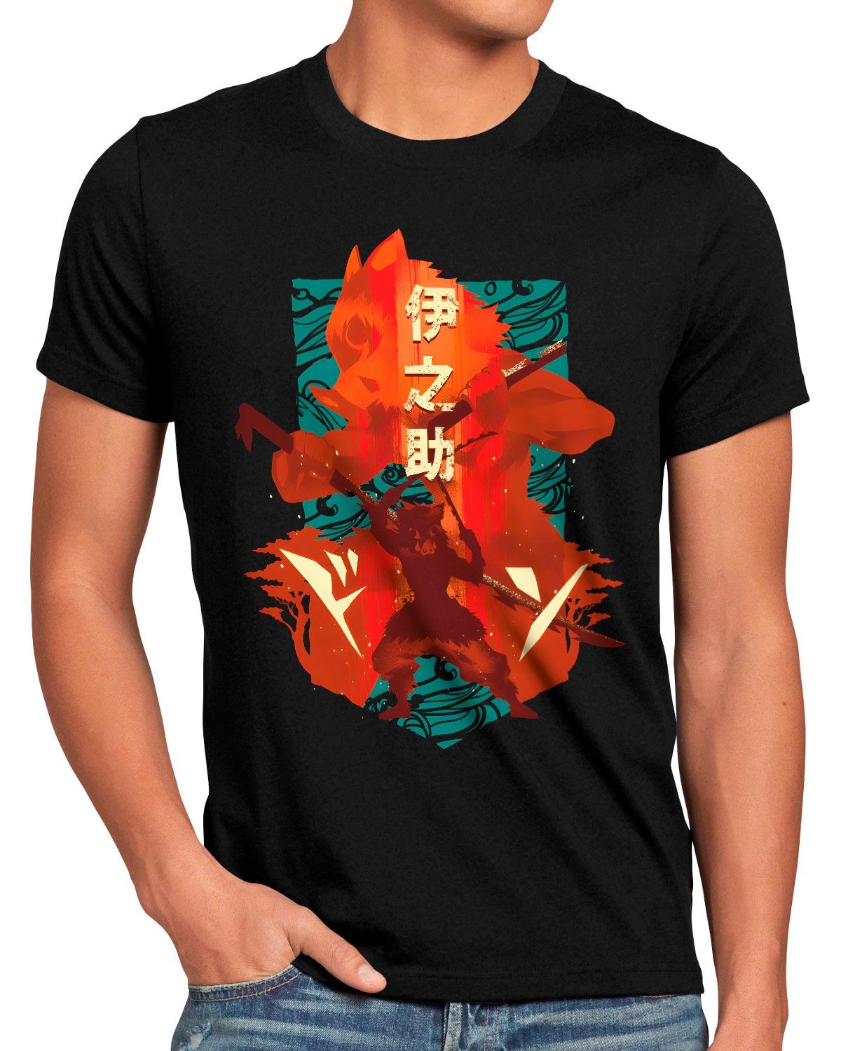 demon japan style3 T-Shirt Print-Shirt anime manga Herren slayer