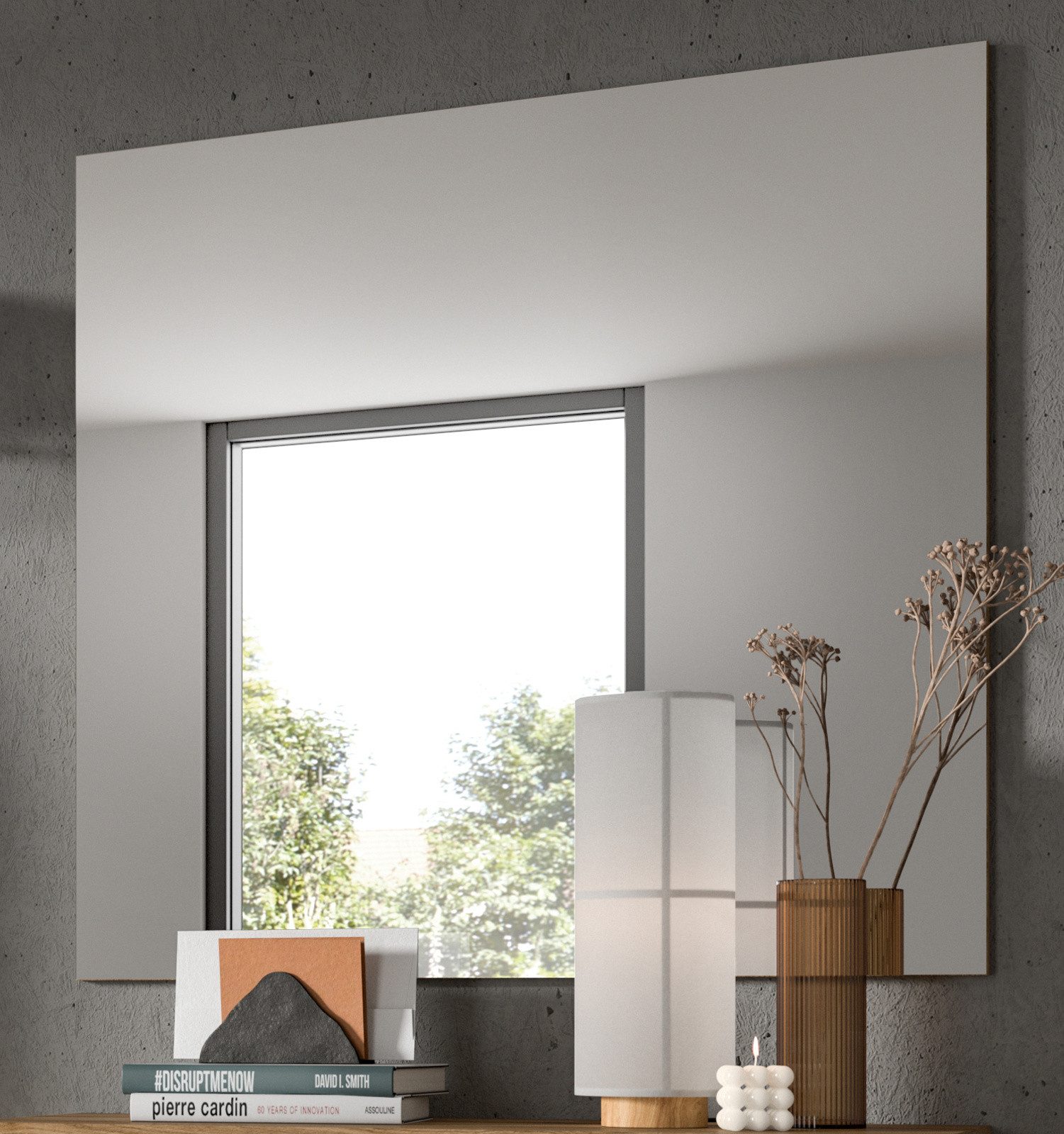 Inn.Furn Garderobenspiegel Shawn (Wandspiegel auf Evoke Eiche Dekor, 90 x 87 cm), mit großer Зеркалоfläche